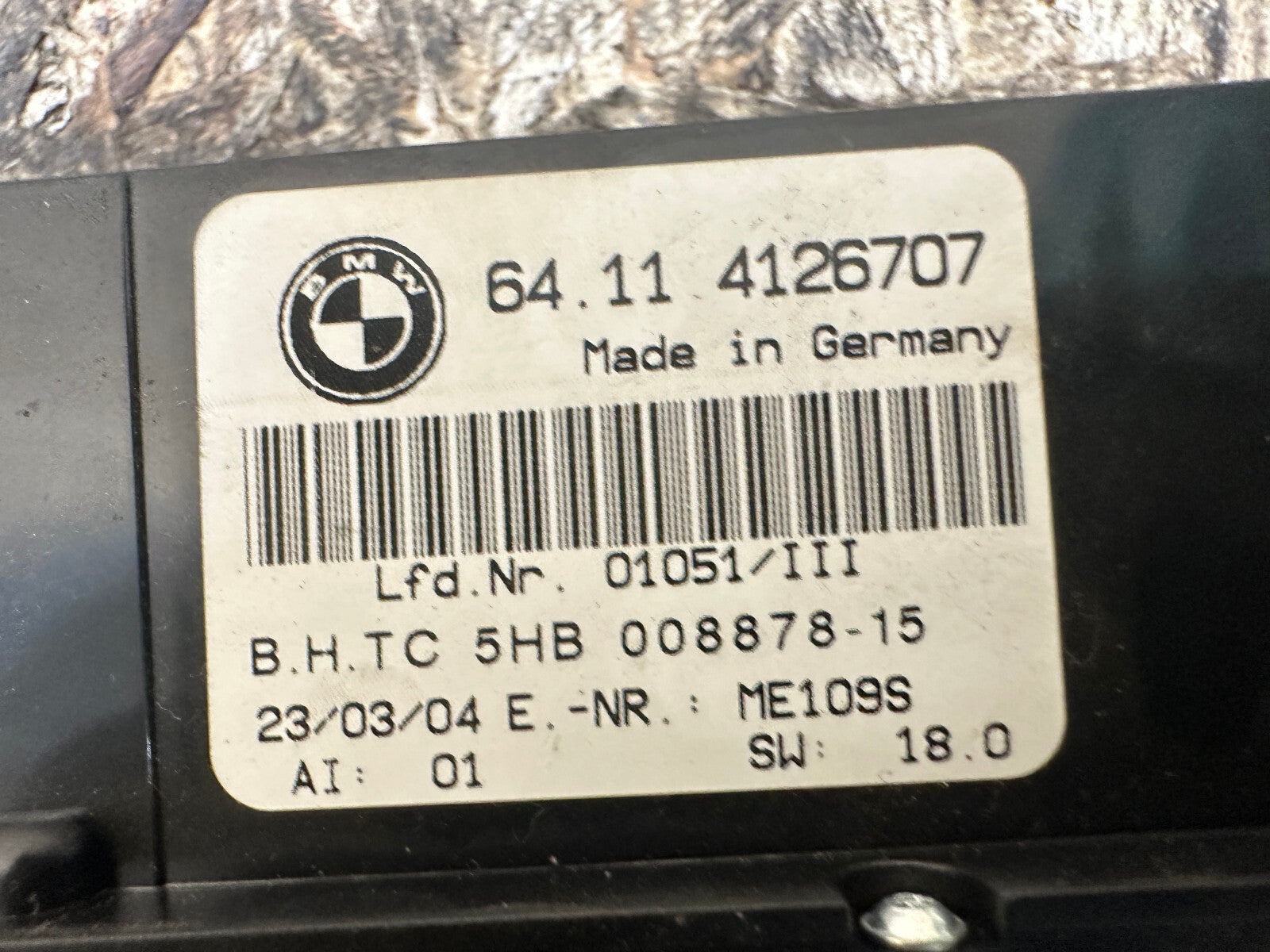 BMW 97-06 E46 3 SERIES AC/HEATER TEMPERATURE CLIMATE CONTROL PANEL OEM 4126707