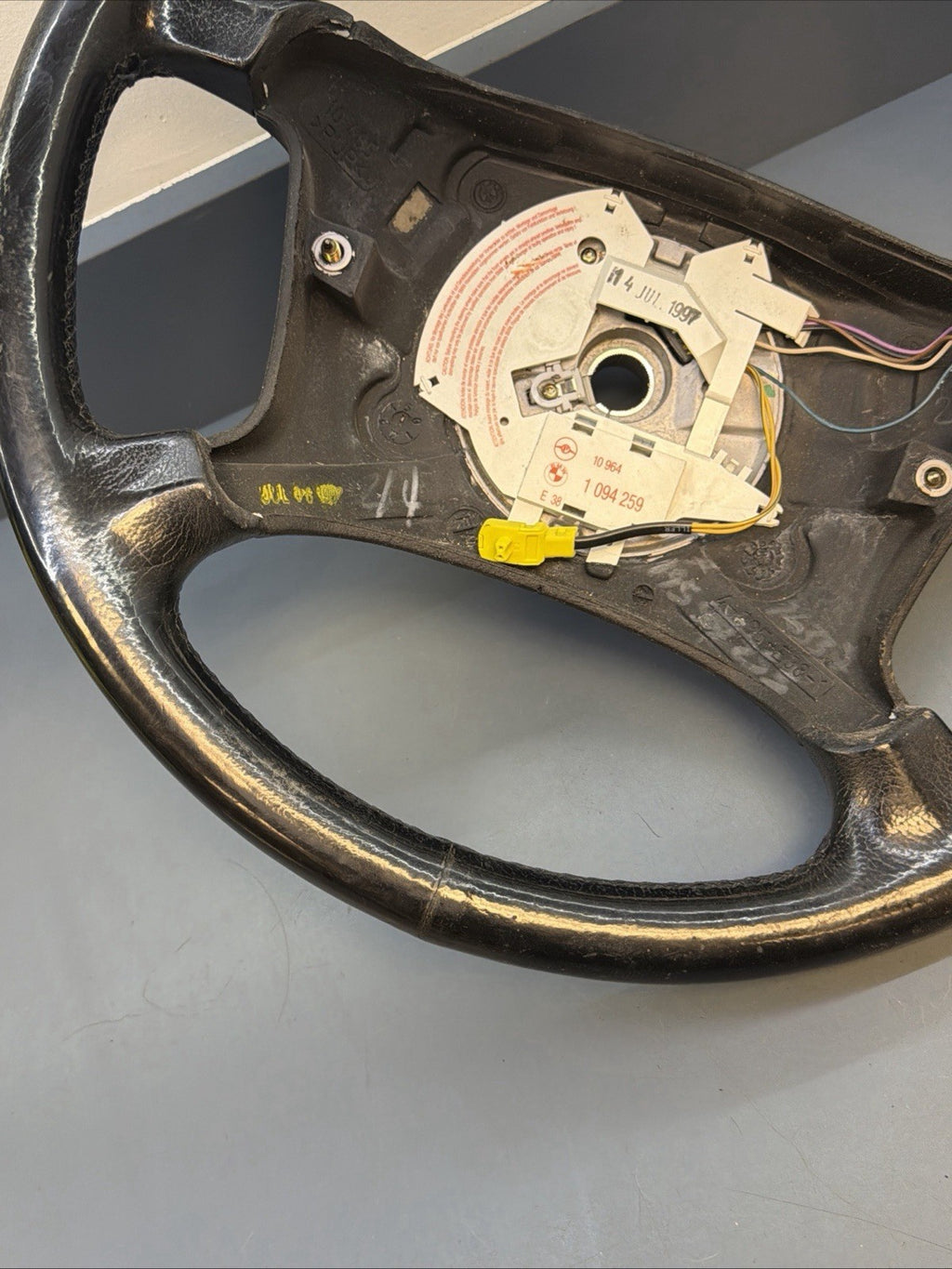 95-03 Bmw E38 E39 750 540 Left Driver Leather Steering Wheel Black Trim 1094259