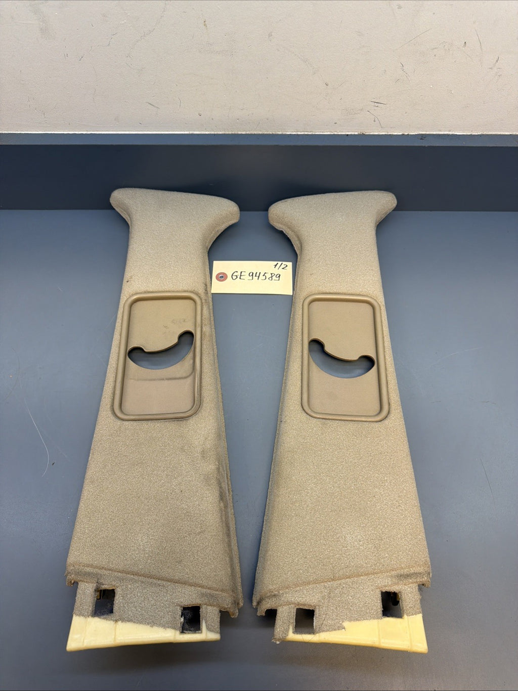 89-95 BMW E34 5 Series Middle Upper B Pillar Column Trim Set GRAY 1928891