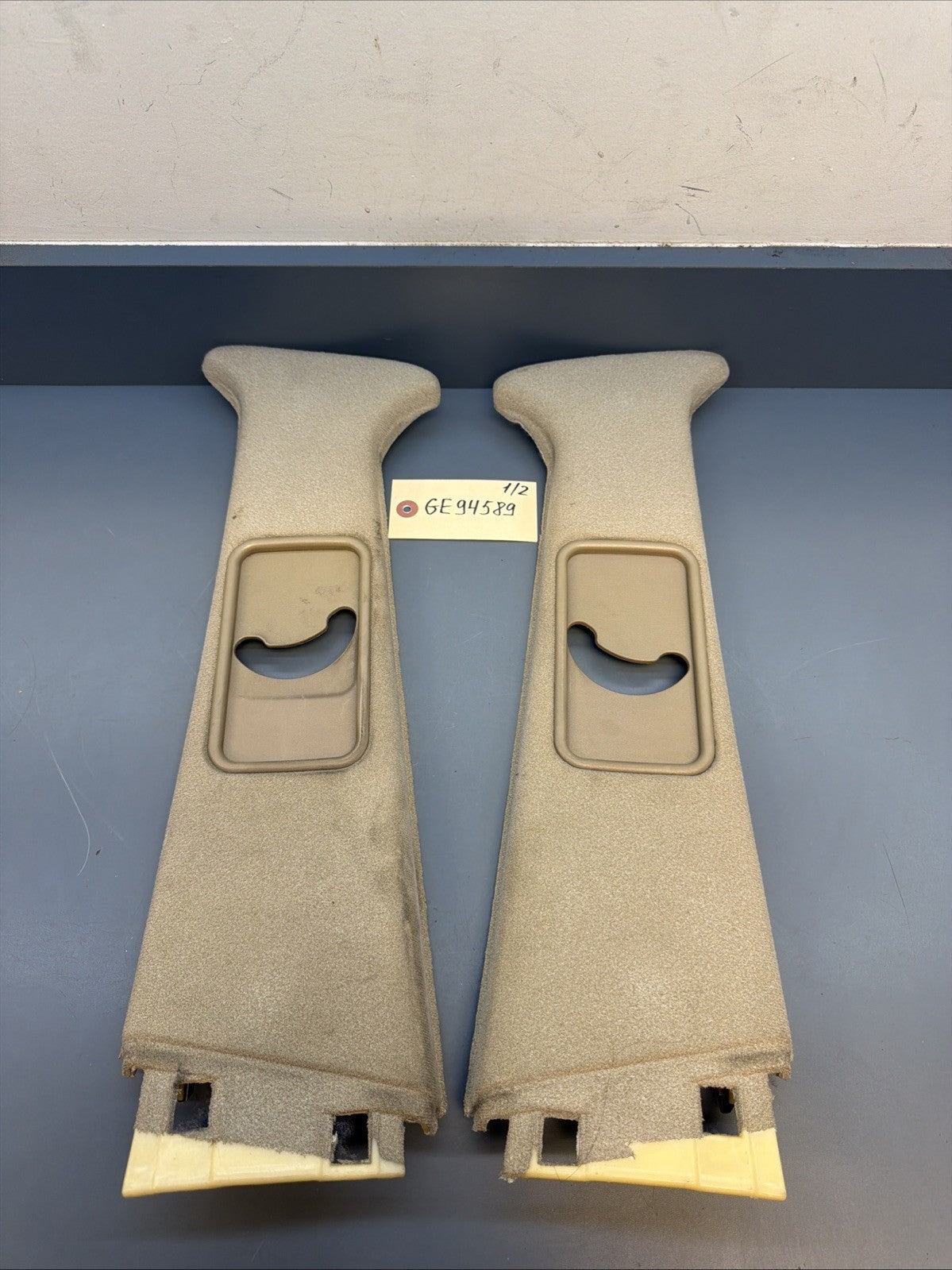 89-95 BMW E34 5 Series Middle Upper B Pillar Column Trim Set GRAY 1928891