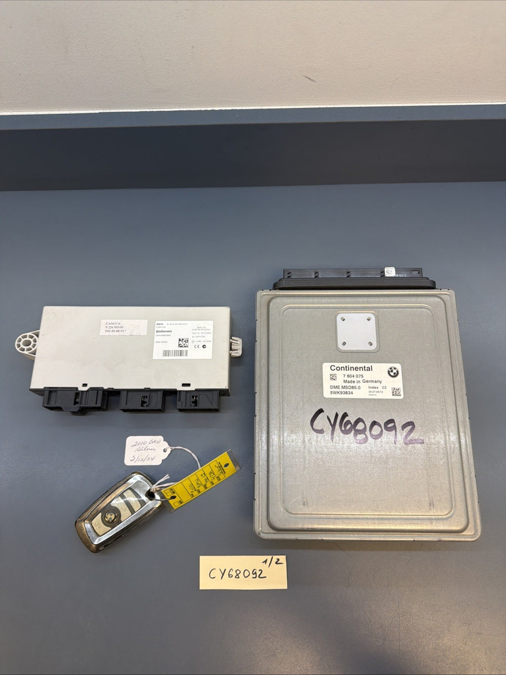 10 BMW F02 750LI N63 ECU CAS IGNITION KEY DME MSD85 SET COMFORT ACCESS 7604075