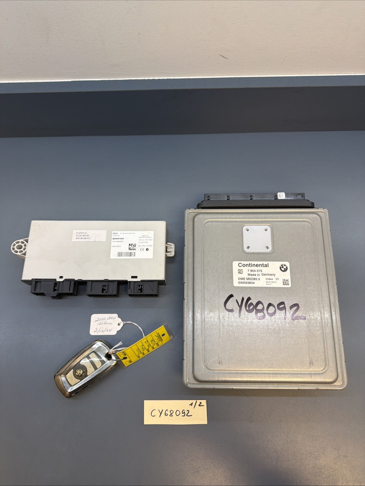 10 BMW F02 750LI N63 ECU CAS IGNITION KEY DME MSD85 SET COMFORT ACCESS 7604075