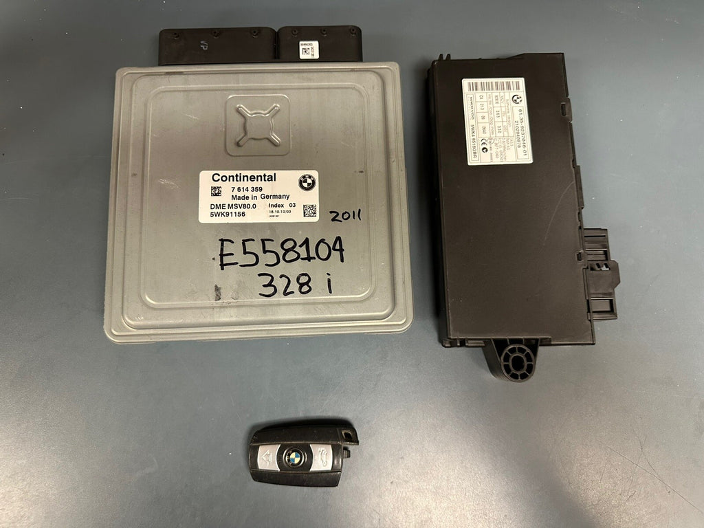 BMW 328I 128I E90 E92 E93 E82 N52 ENGINE ECU SET DME MSV80 CAS3 KEY SET 7614359