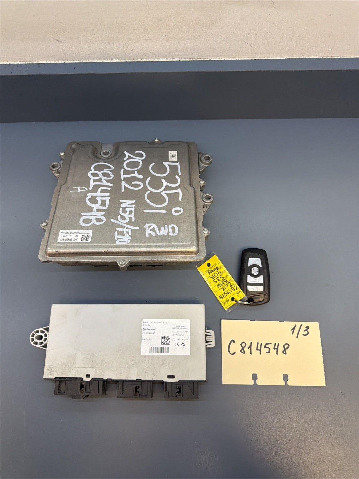 2011-13 BMW 535i ECM DME ECU ENGINE CAS4 MODULE KEY 7638781 0261S08148