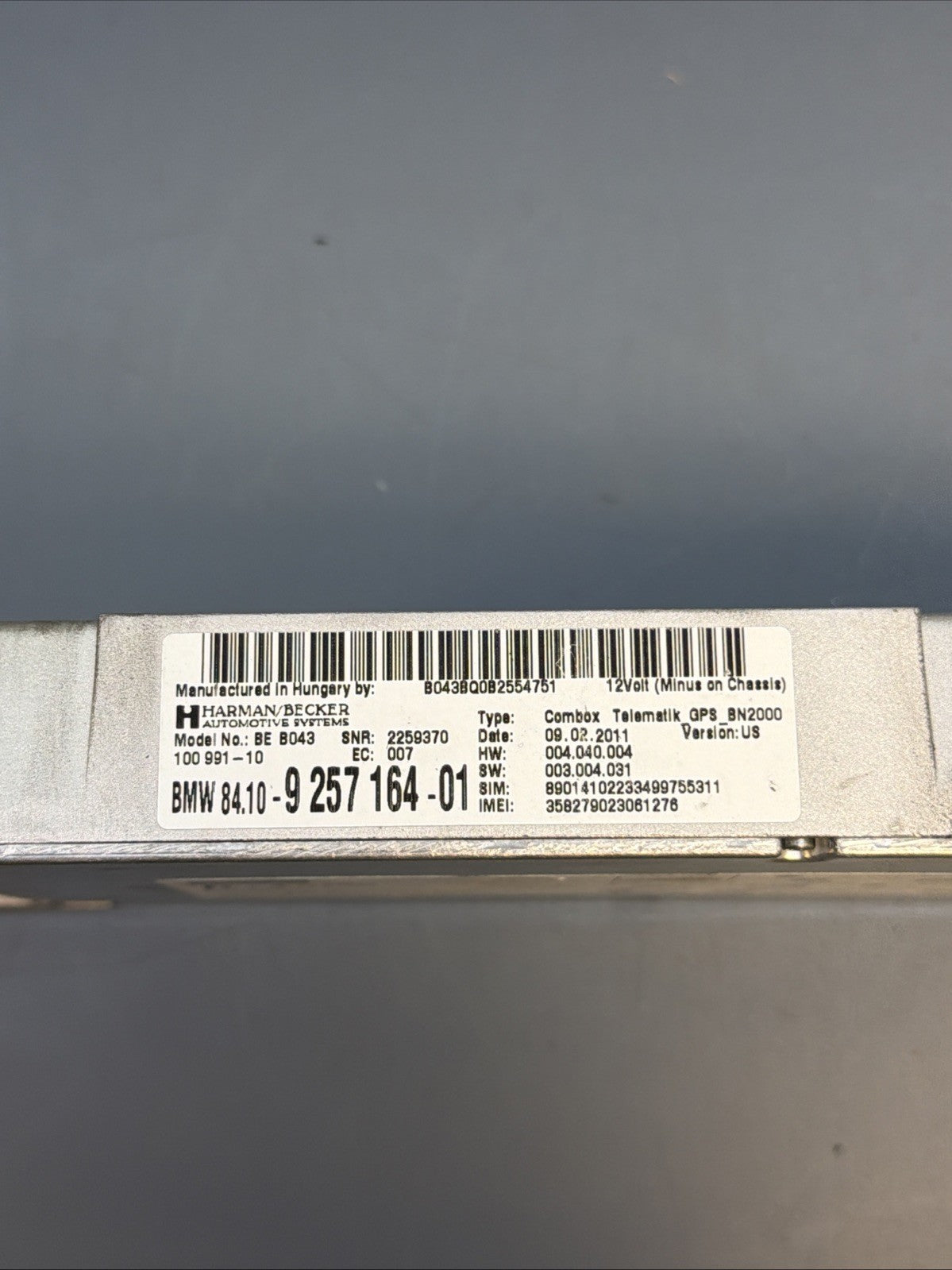 BMW 2010-2016 1/3 SERIES X1 X5 X6 Z4 GPS TELEMATICS CONTROL MODULE TCU 9257164