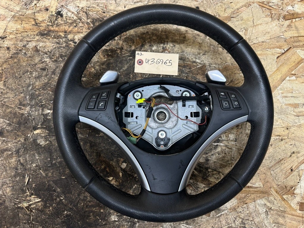 BMW 2006-2012 E90 NON HEATED SPORT STEERING PADDLE SHIFT BLACK LEATHER 6781086