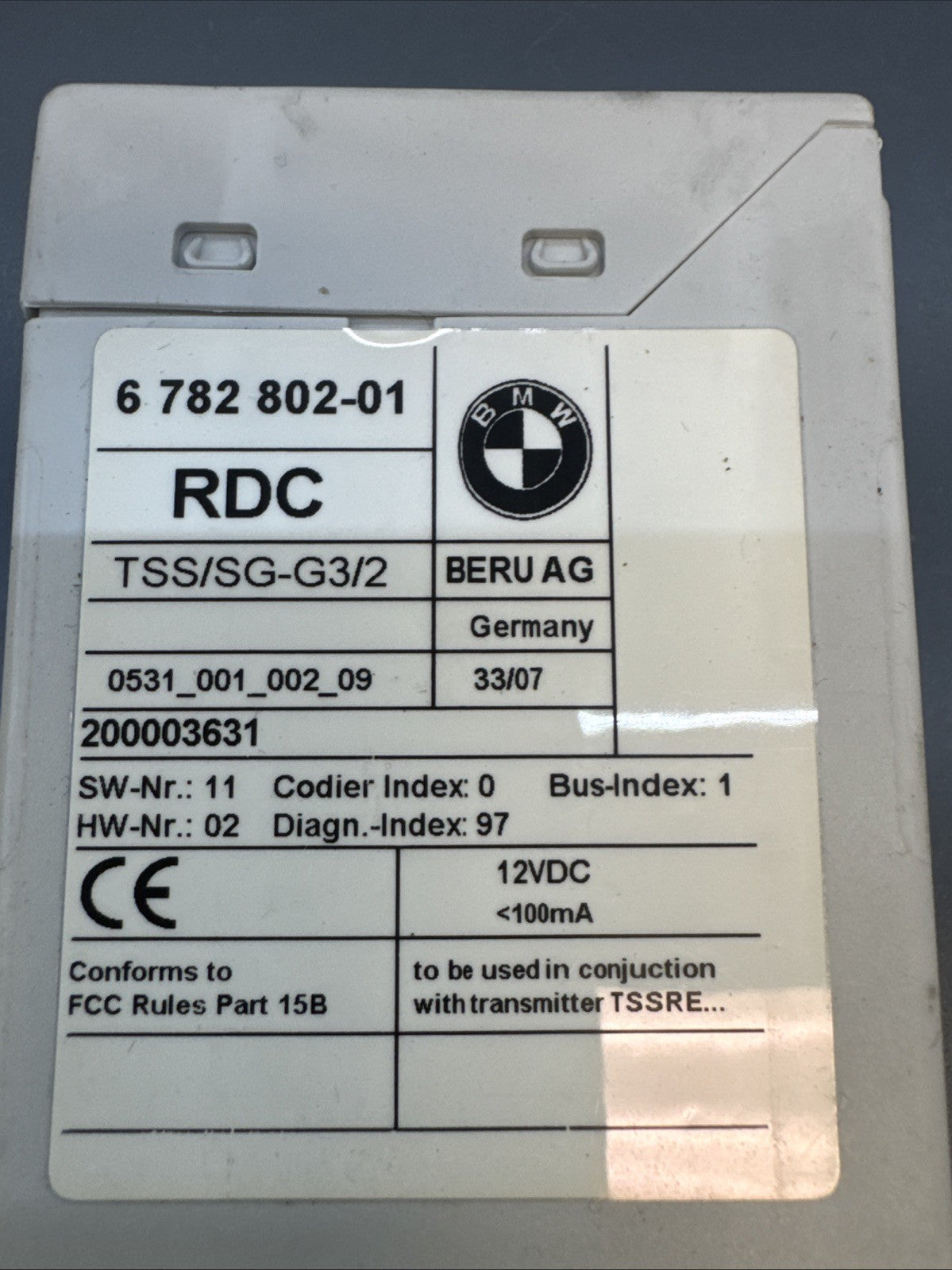 2006 - 2010 BMW X3 E83 TIRE PRESSURE CONTROL MODULE 6782802 OEM