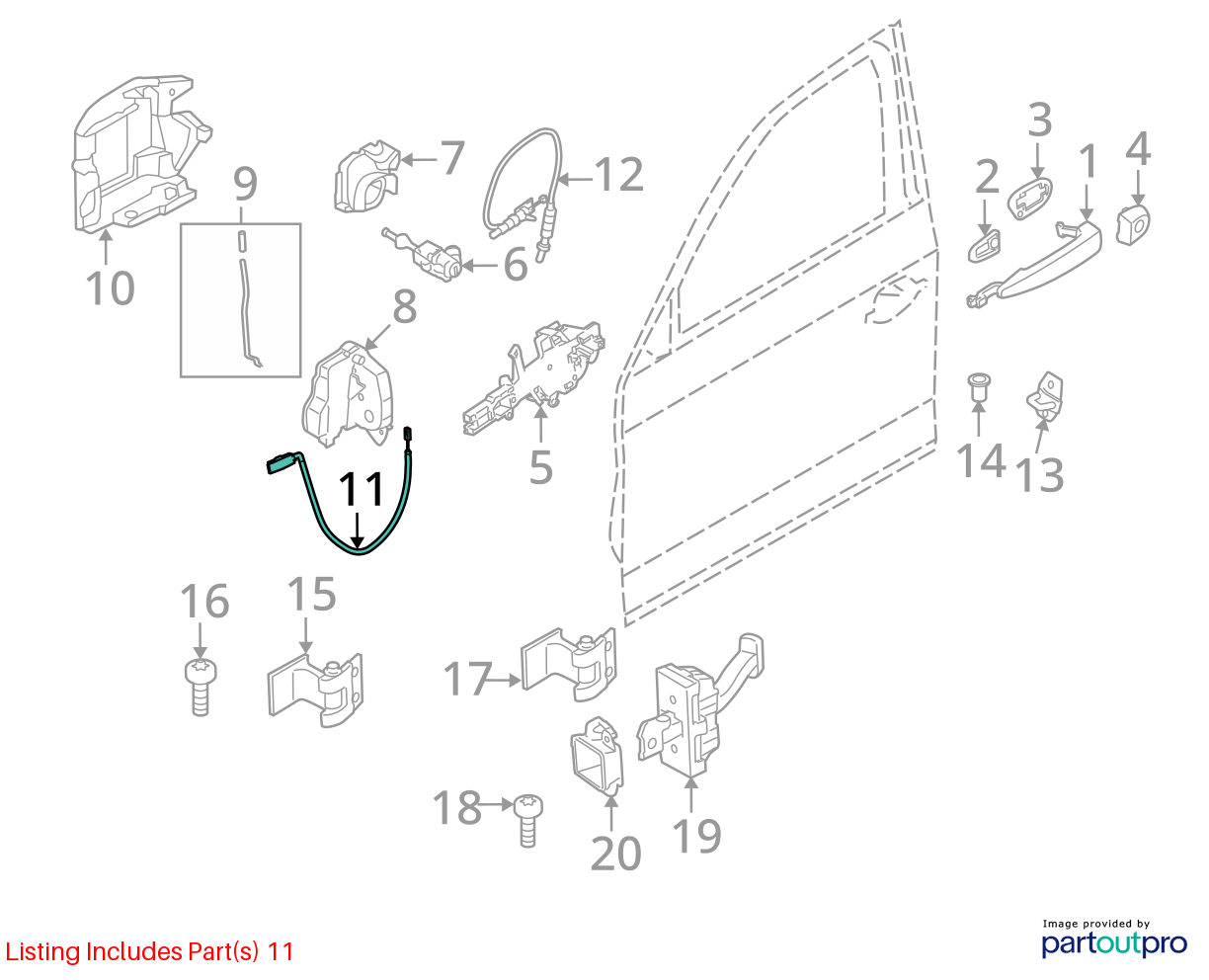 12-19 BMW F30 328 335Front Right Or Left Door Handle Latch Release Cable 7259827