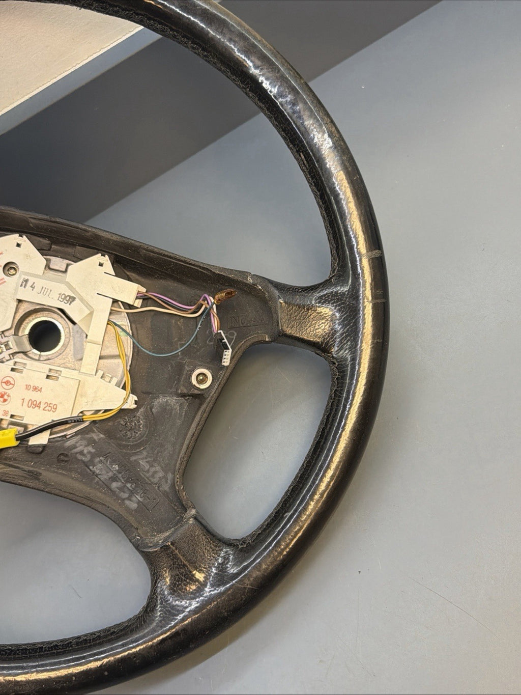 95-03 Bmw E38 E39 750 540 Left Driver Leather Steering Wheel Black Trim 1094259