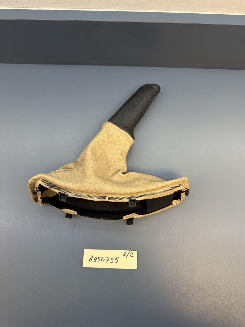 06-13 BMW E90 328i EMERGENCY BRAKE HANDLE BOOT COVER LEATHER OEM 7137535