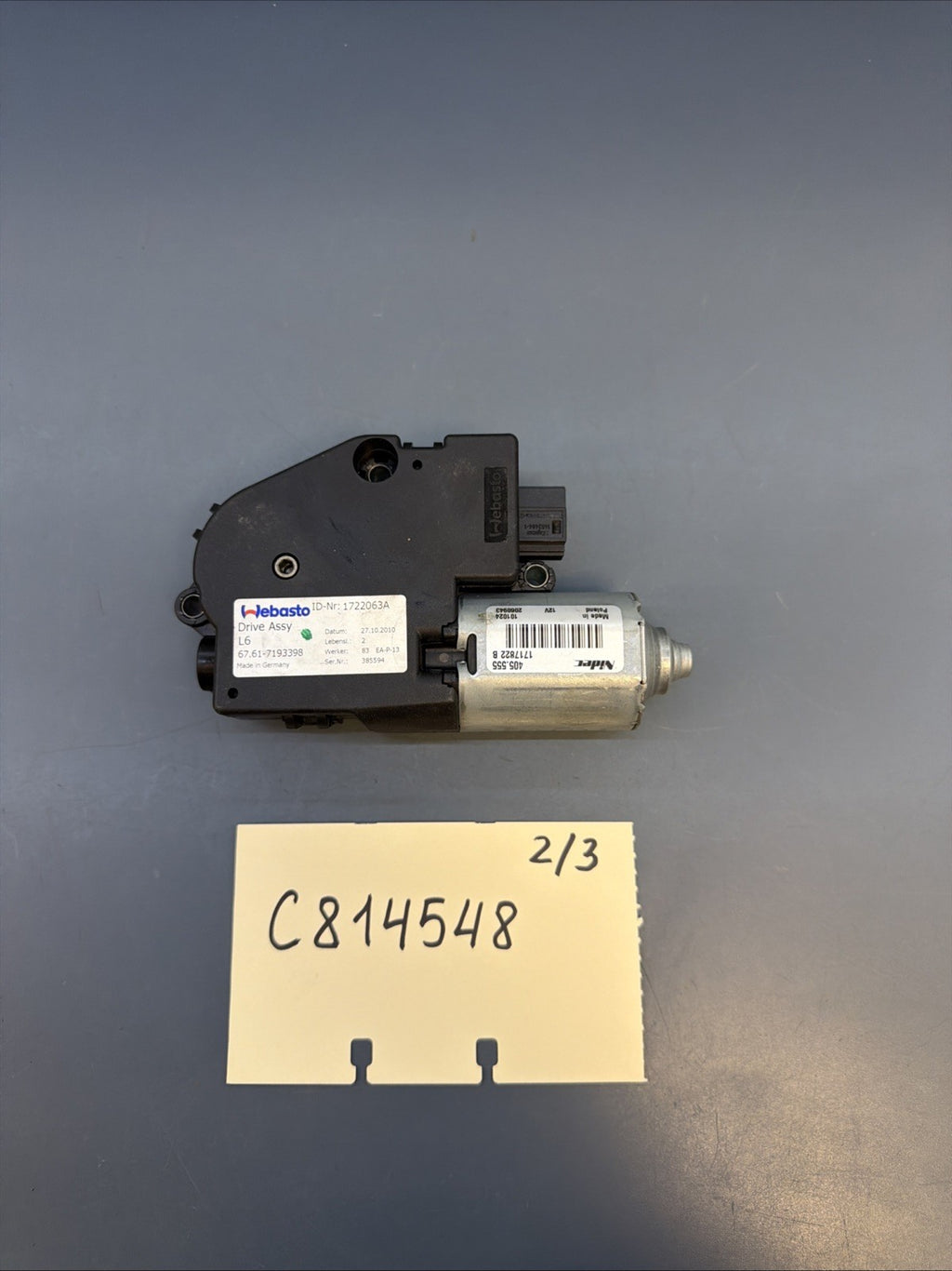 07-13 OEM BMW E90 E92 328 335 M3 Upper Sunroof Moon Roof Motor Unit 7193398