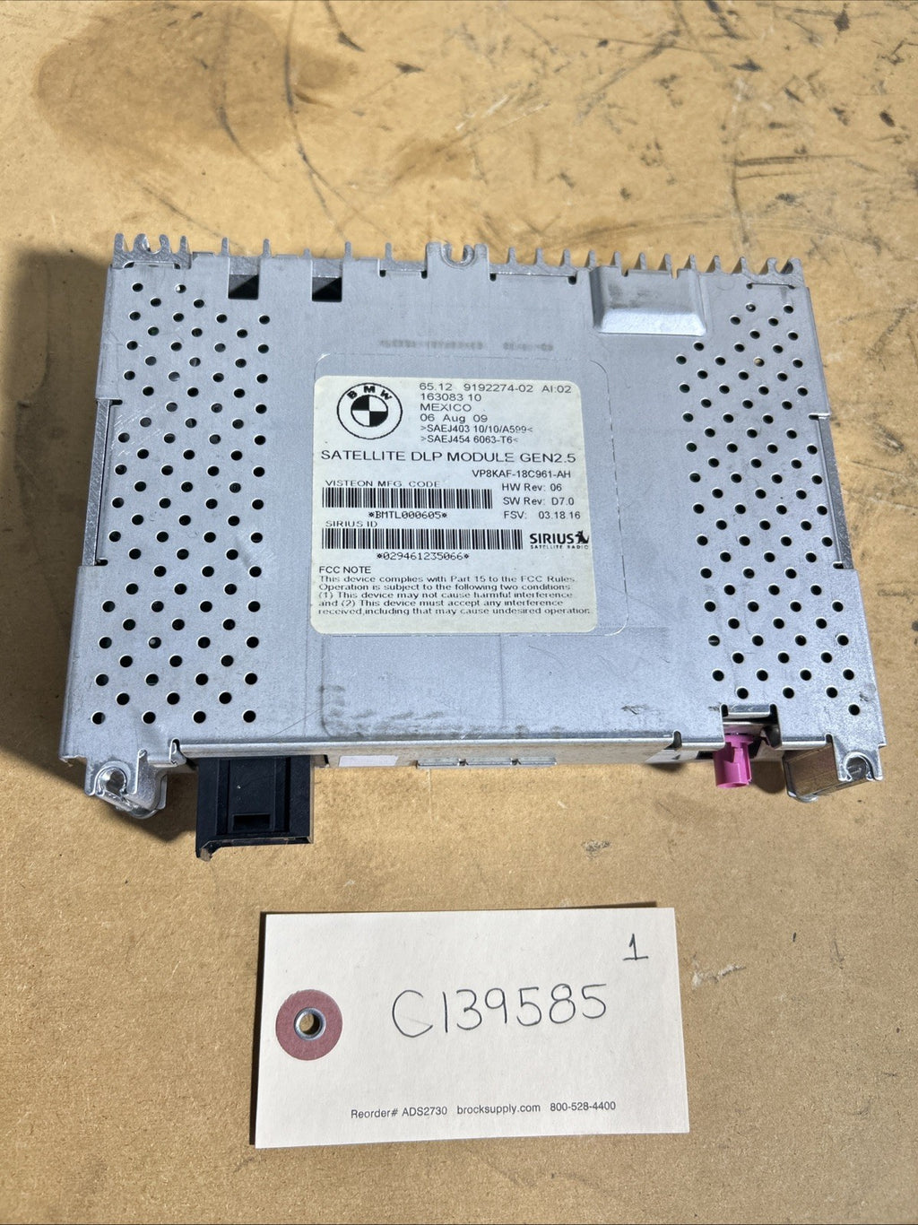 04-13 BMW E60 E61 E90 E91 Satellite Radio Receiver Sirius Module 9192274