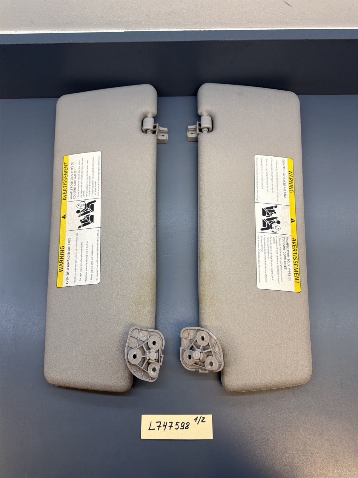 2007-2013 BMW E70 X5 X5M Front Left Right Interior Sun Visor Grey Pair Set
