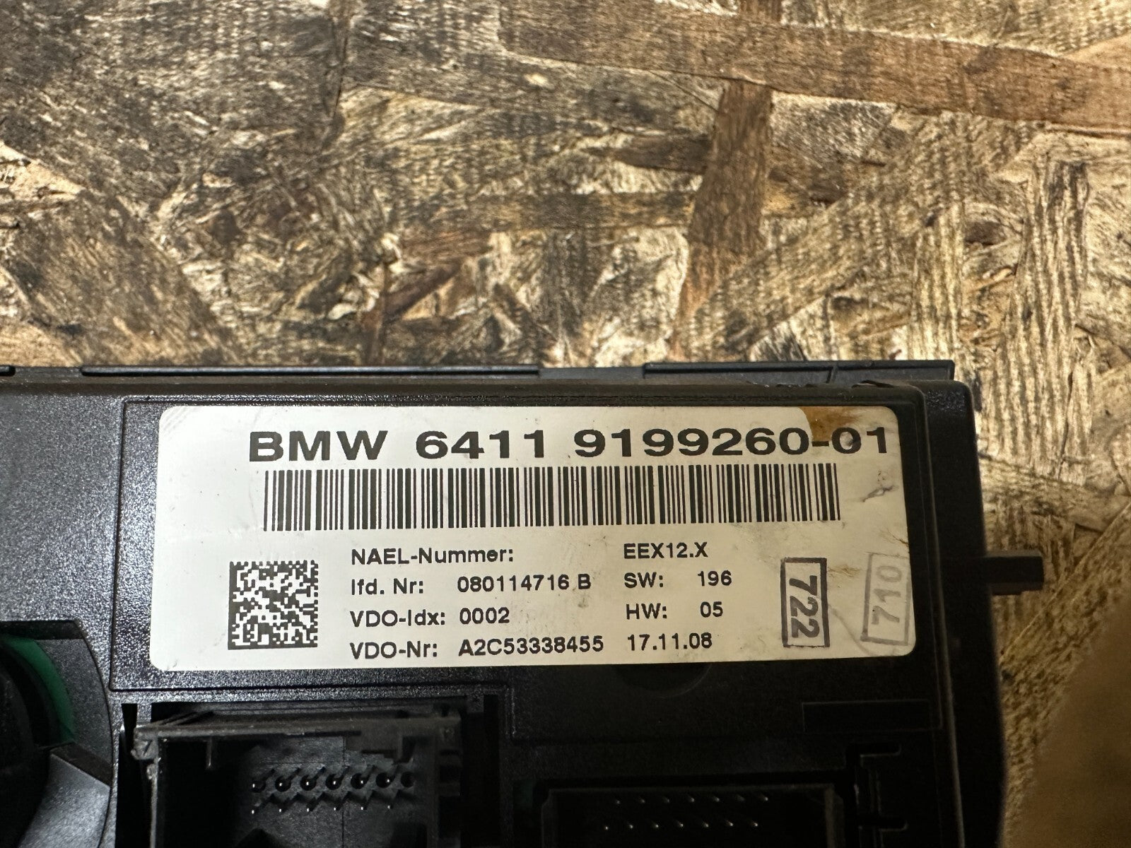 BMW 2006-2012 E90 HVAC HEATER AC CLIMATE CONTROL SWITCH PANEL BLACK OEM 9199260