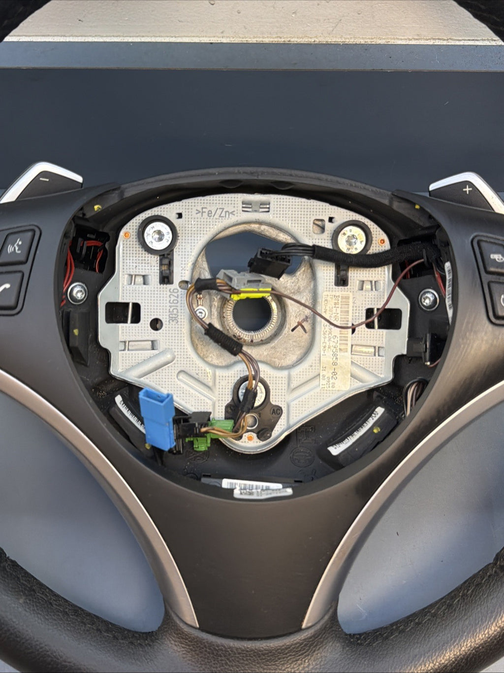 06-11 BMW E90 3 SERIES BLACK LEATHER SPORT STEERING WHEEL W PADDLES 6795858