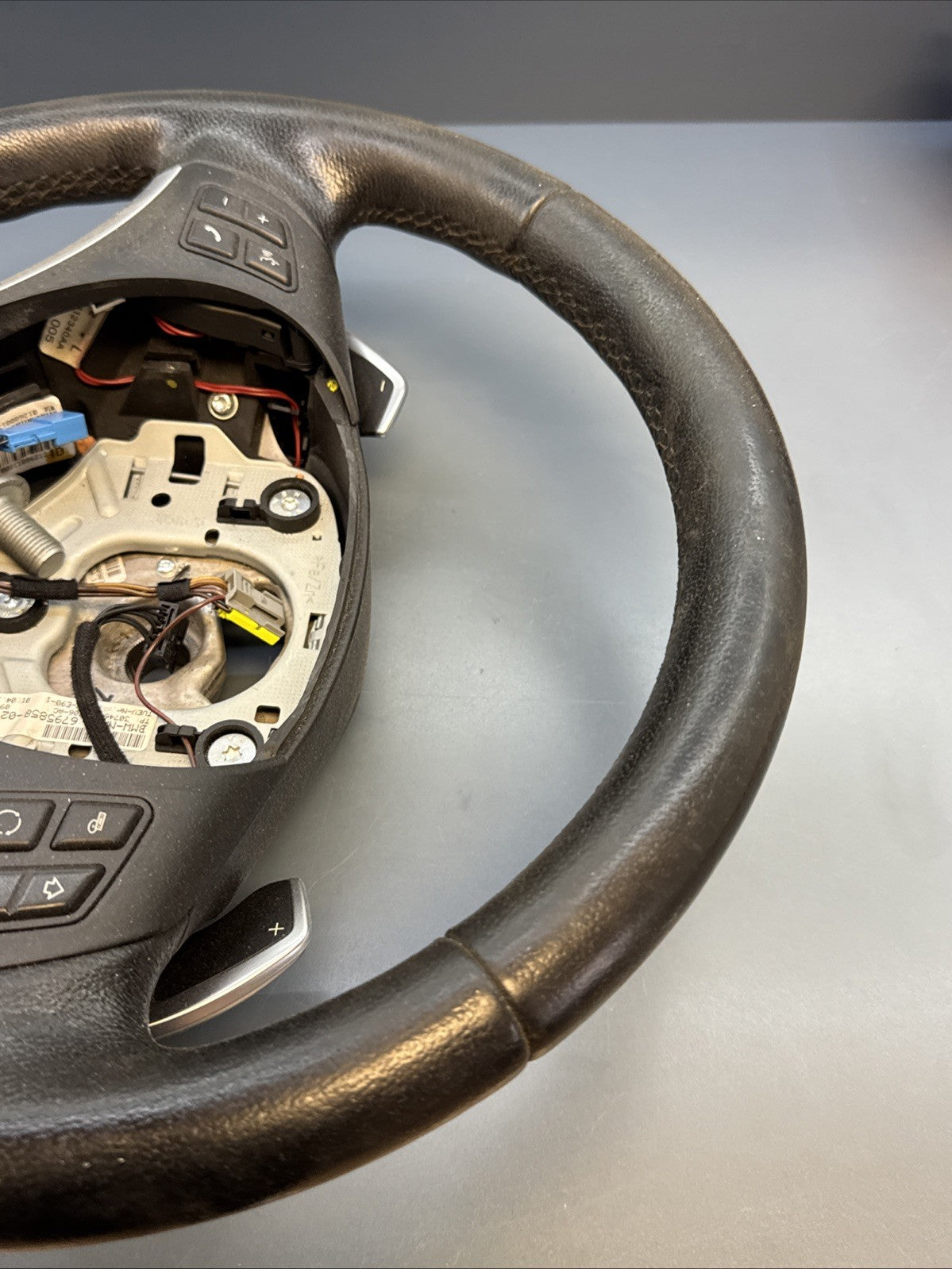 BMW 06-11 E90 3 SERIES BLACK LEATHER SPORT STEERING WHEEL W PADDLES OEM 6795858