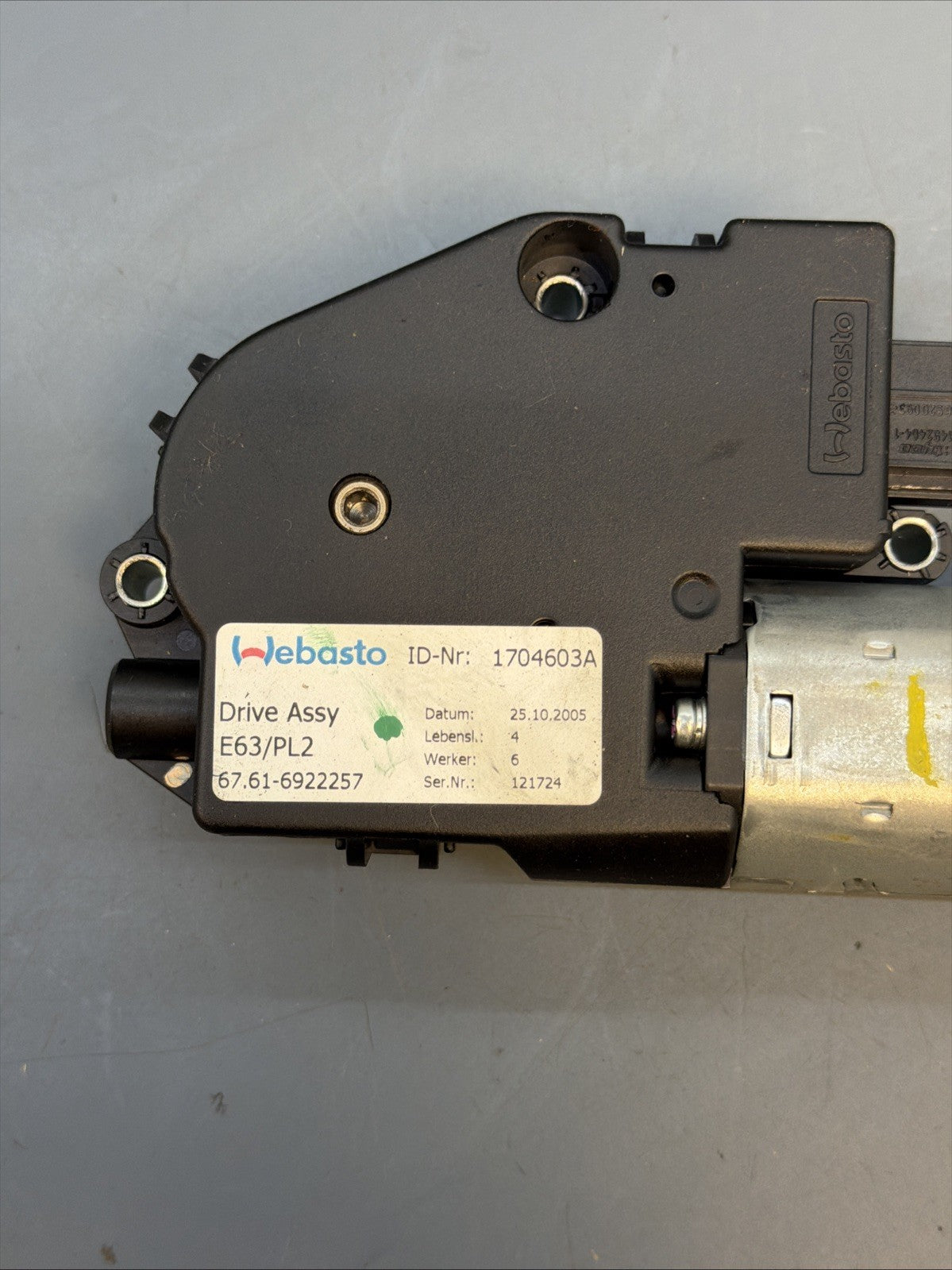 05-13 BMW E63 E82 E90 E92 SUNROOF MOON ROOF MOTOR UNIT 6922257 OEM