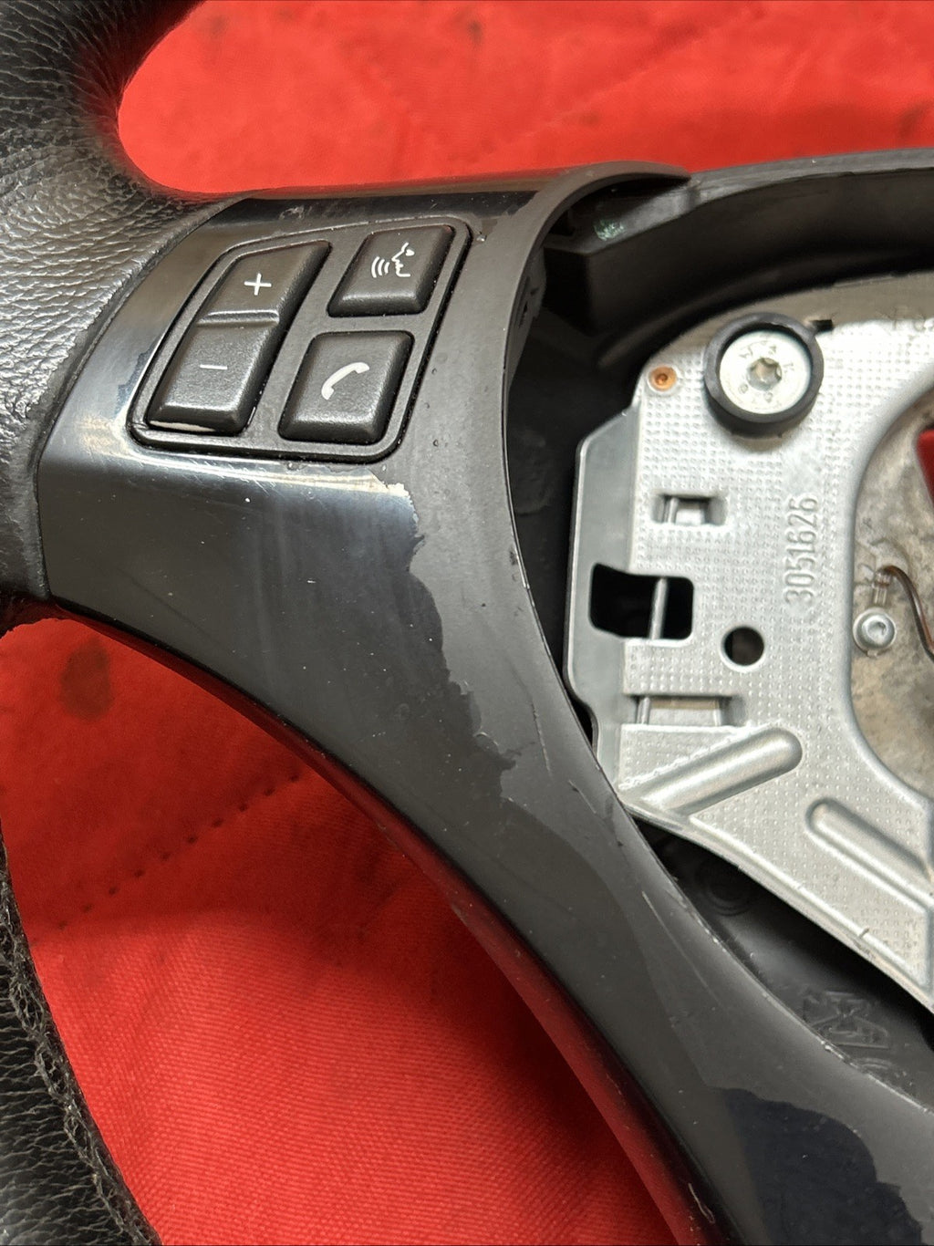 BMW E90 E92 325 328 330 335 OEM FRONT LEATHER STEERING WHEEL BLACK 6774958