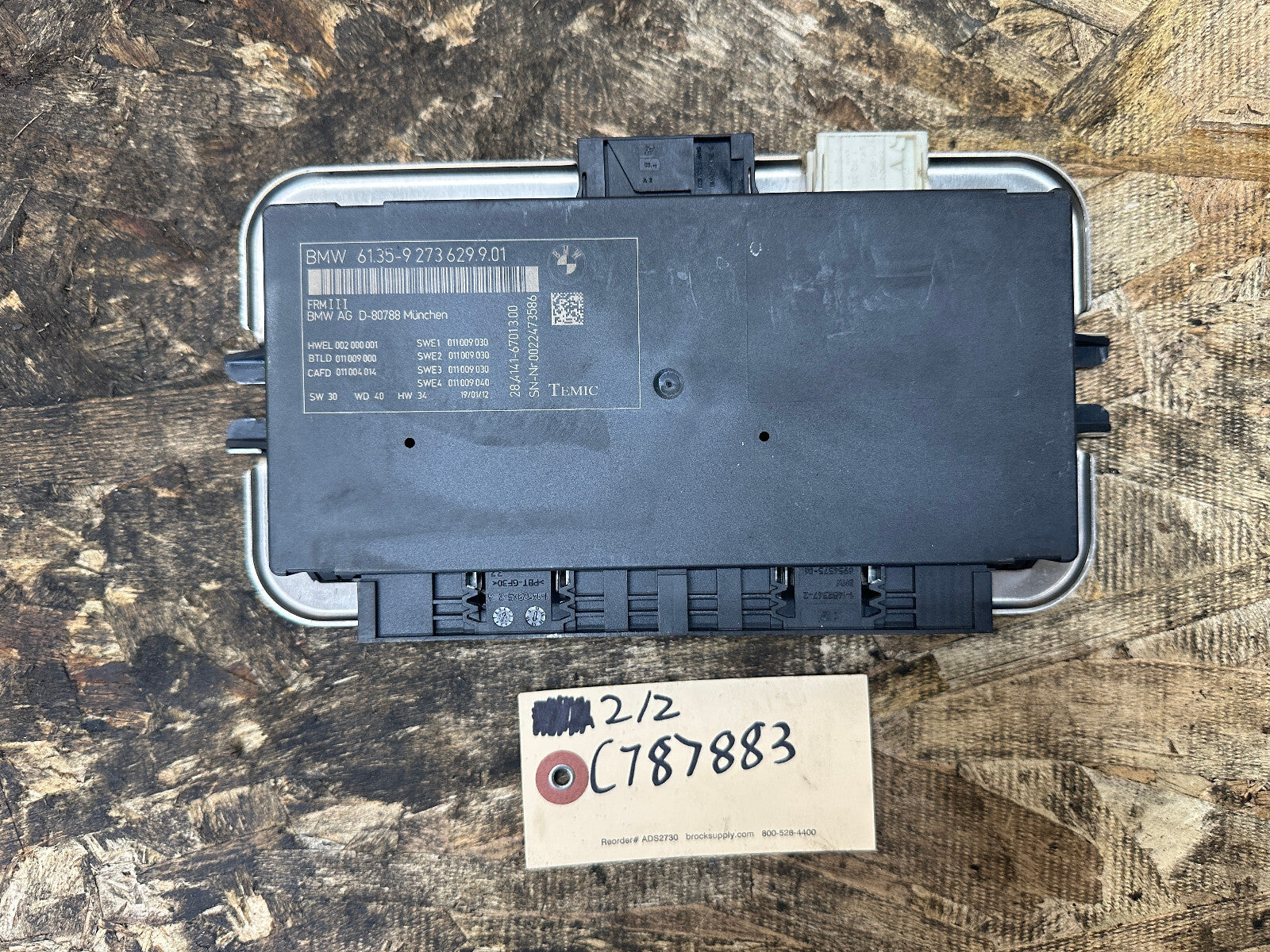 BMW 10-16 F10 5 SERIES FOOTWELL BODY LIGHT CONTROL MODULE LCM OEM 9273629