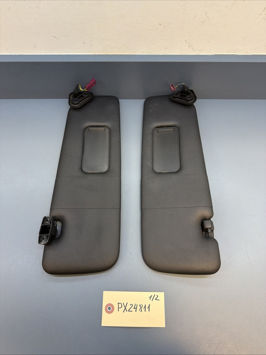 07-13 OEM BMW E88 E93 335 M3 Convertible Driver Passenger Leather Sun Visor SET