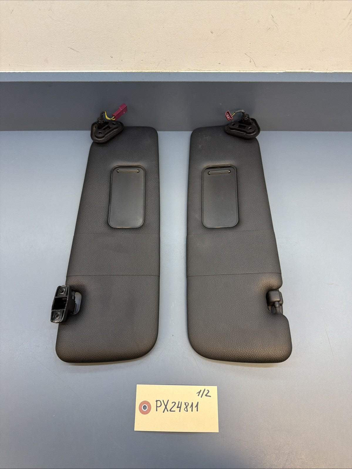 07-13 OEM BMW E88 E93 335 M3 Convertible Driver Passenger Leather Sun Visor SET