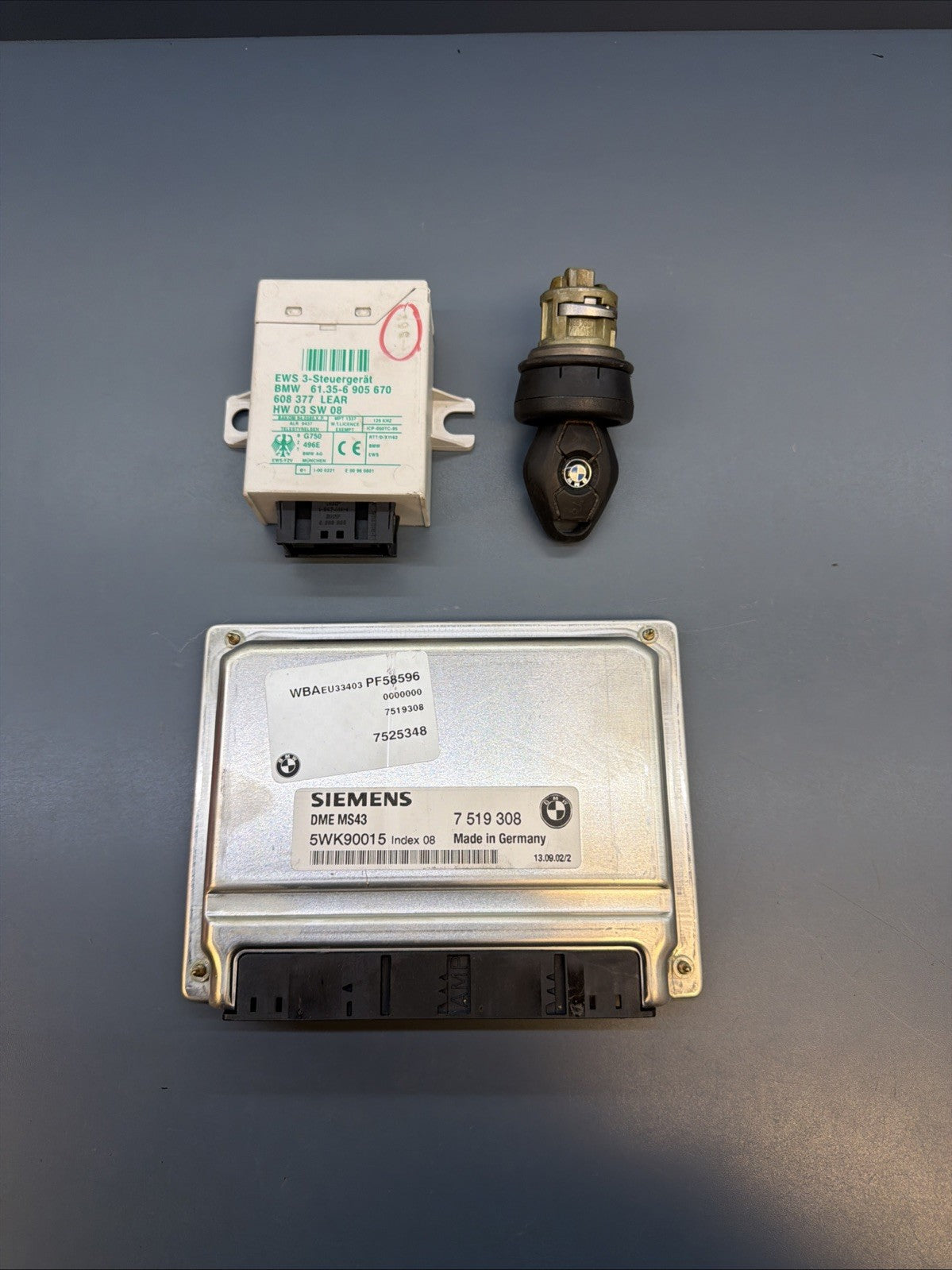 BMW E46 E39 E53 3 5 3.0i M54 ENGINE ECU SET DME MS43 EWS3 IGNITION KEY 7519308