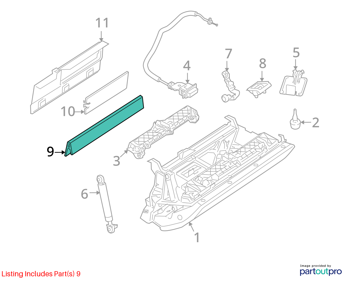 07-10 BMW M6 E64 E63 DASH GLOVE BOX STORAGE COMPARTMENT 7130884 OEM