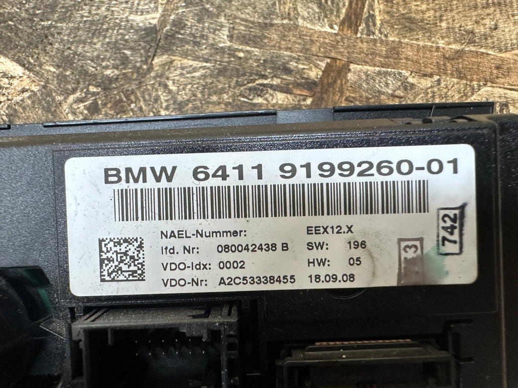 BMW 2006-2012 E90 HVAC HEATER AC CLIMATE CONTROL SWITCH PANEL BLACK OEM 9199260