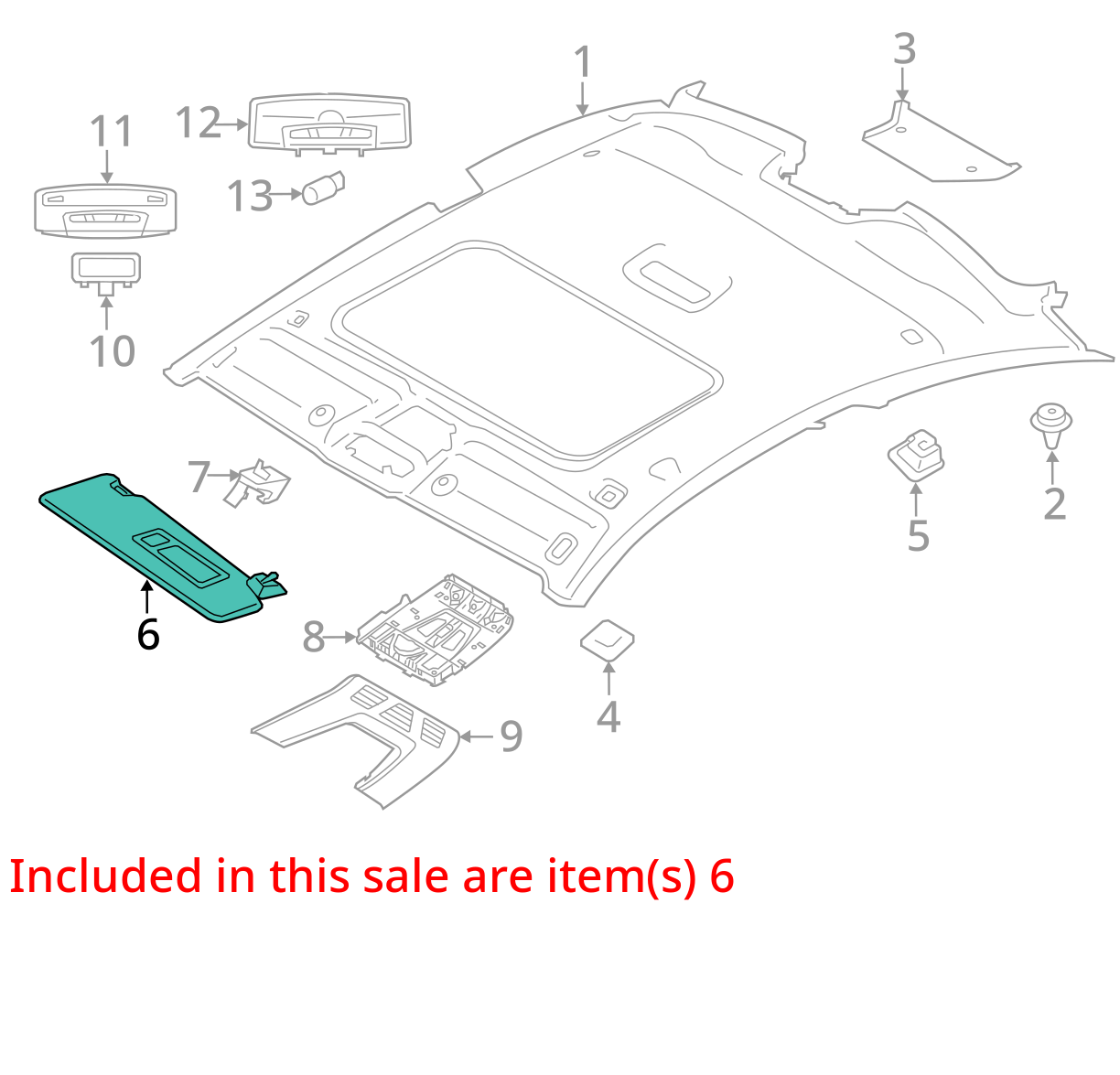 BMW F30 2012-2019 GRAY DRIVER+PASSANGER SUN VISOR+LIGHT+MIC SET OEM 51167349345