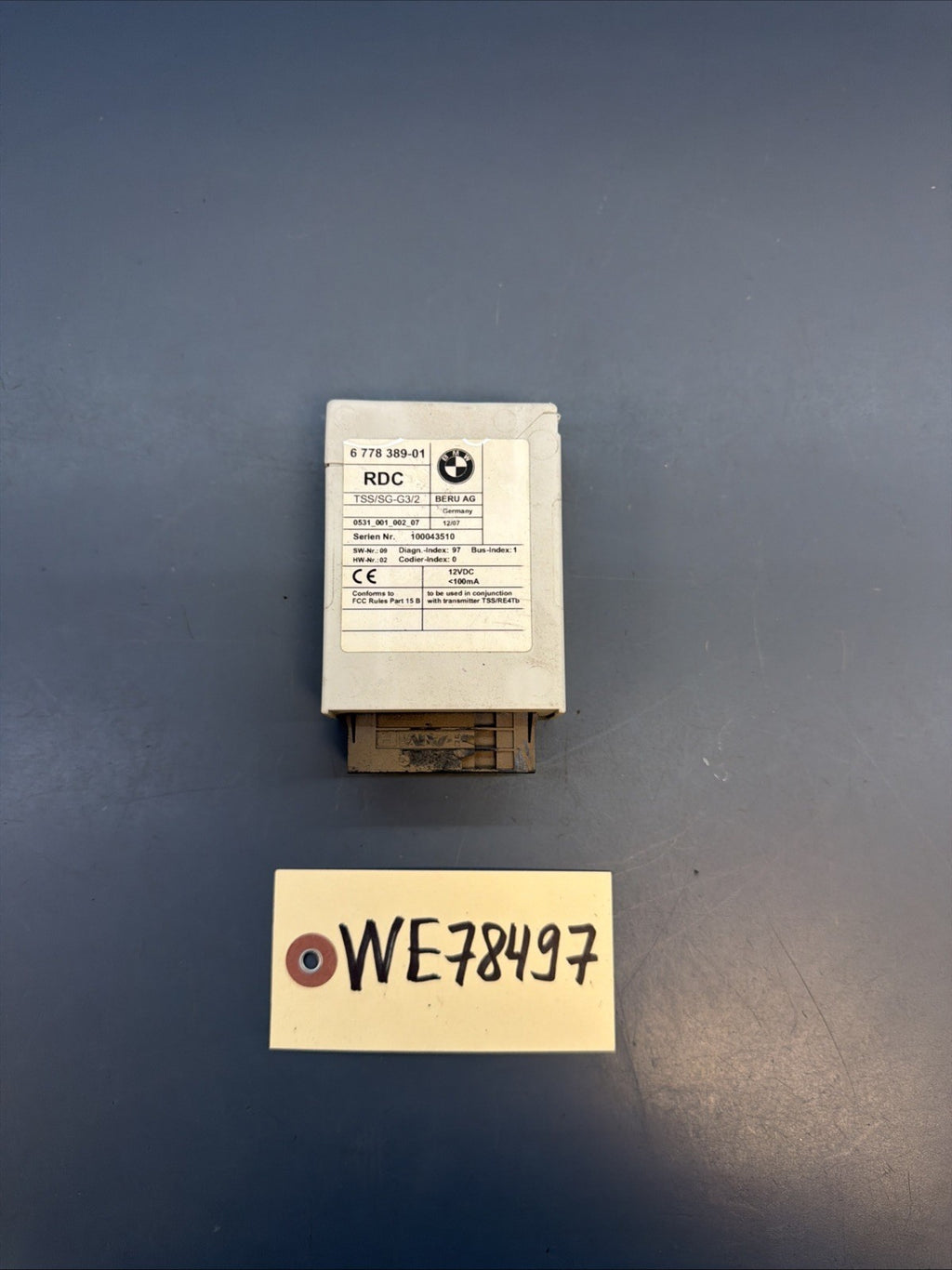 2004 - 2010 BMW X3 E83 Tire Pressure Control Module 6778389 OEM