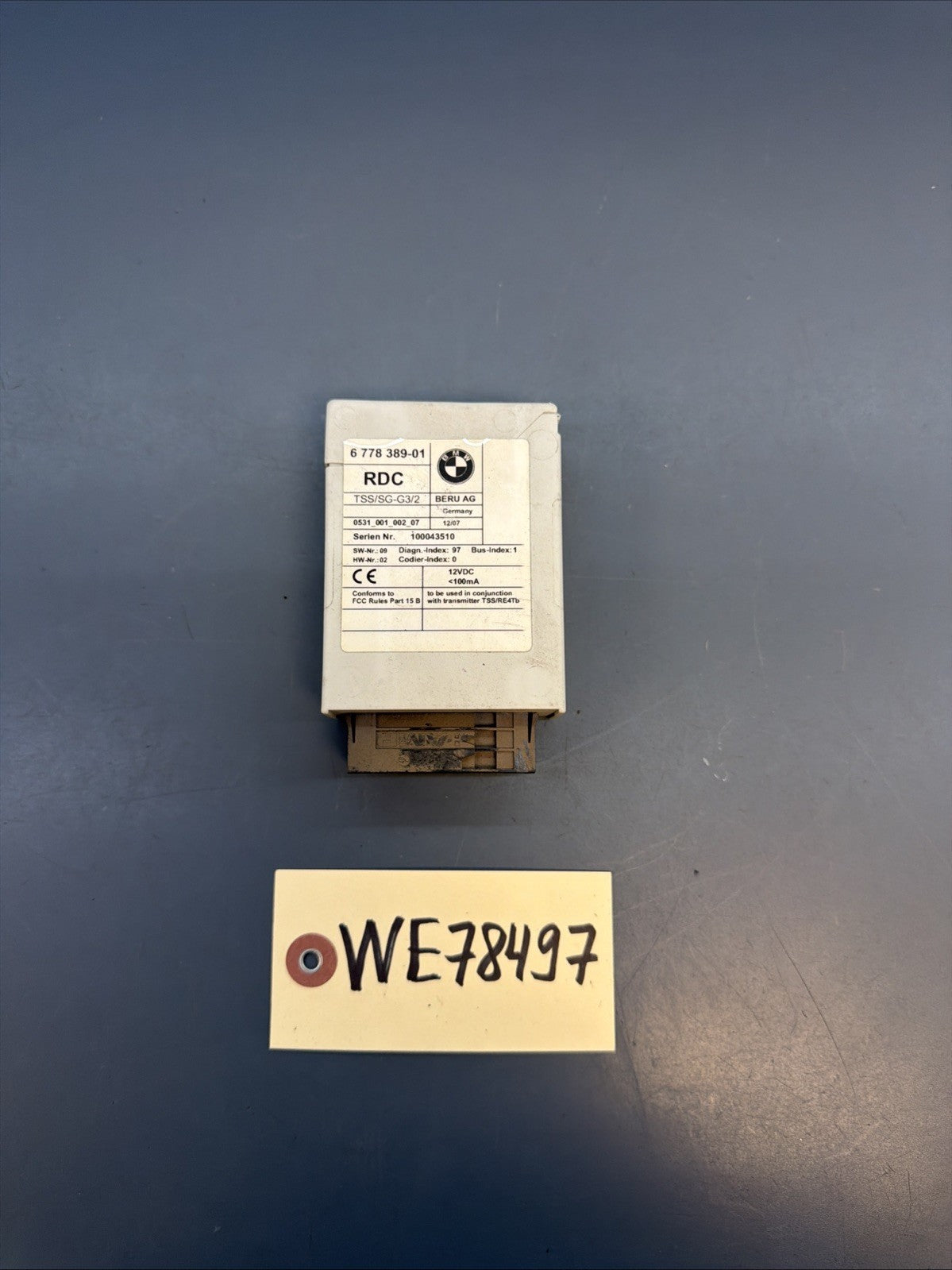 2004 - 2010 BMW X3 E83 Tire Pressure Control Module 6778389 OEM