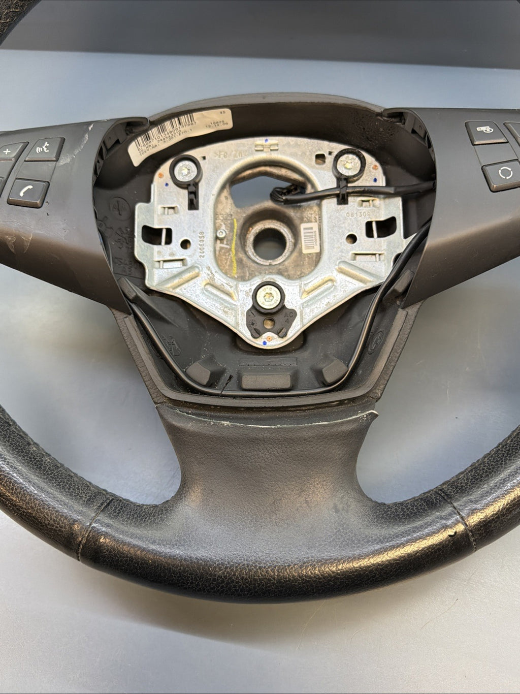 2007-13 BMW X5, E70 Black Leather Steering Wheel W/ Audio OEM 2445433