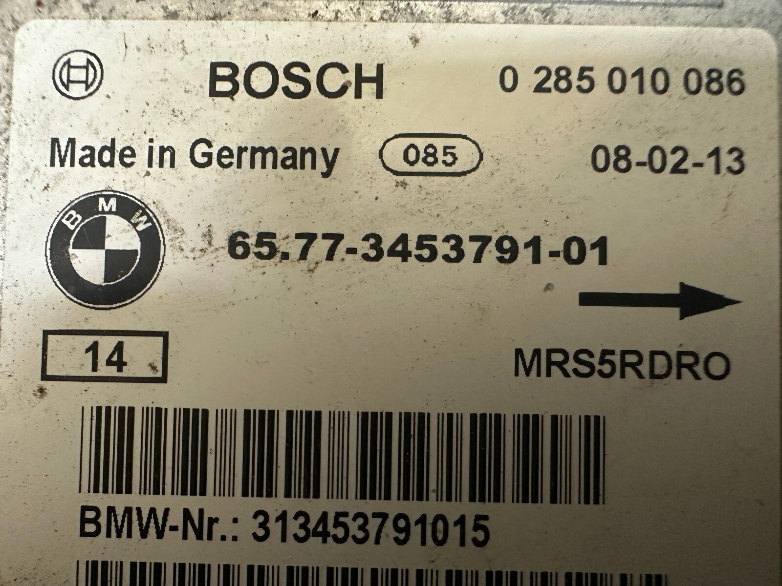 BMW 2003-2010 E83 X3 CENTER CRASH SENSOR SRS MODULE OEM 3453791