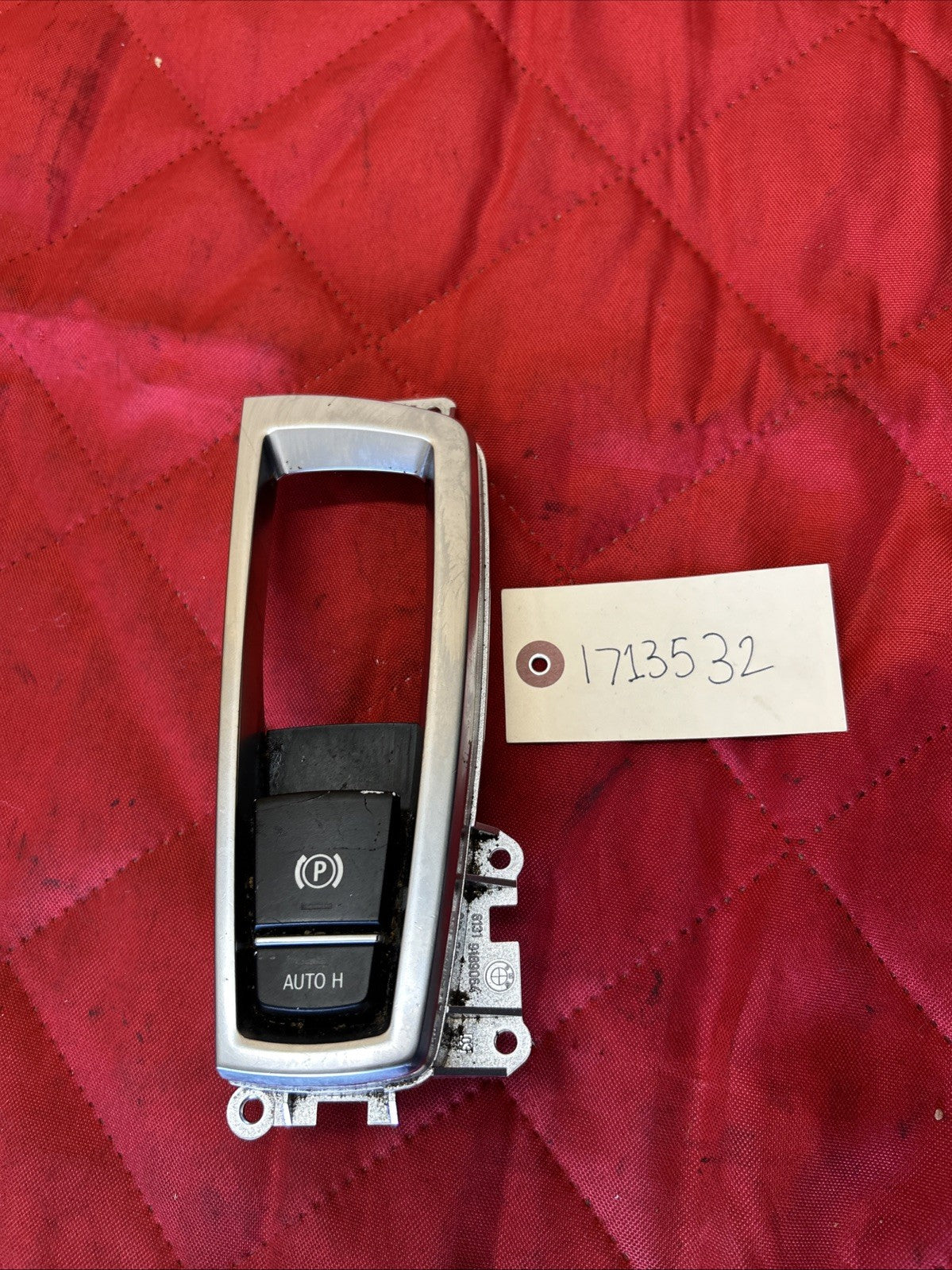 BMW 11-17 F25 X3 F1X 5 SERIES PARKING BRAKE SWITCH + TRIM SILVER OEM 9217594