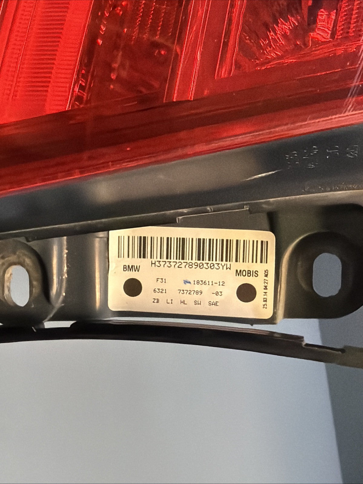 2012-15 BMW F30 F31 328I 335 LEFT DRIVER OUTER TAILLIGHT TAIL LIGHT LAMP 7372789