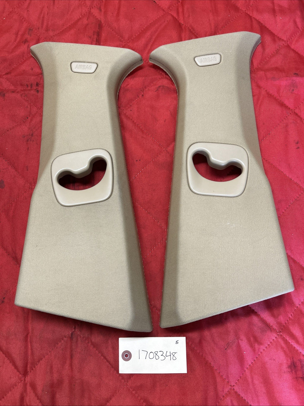 11-17 BMW X3 F25 CENTER LEFT & RIGHT SIDE UPPER B PILLARS COVER TRIM PANEL BEIGE