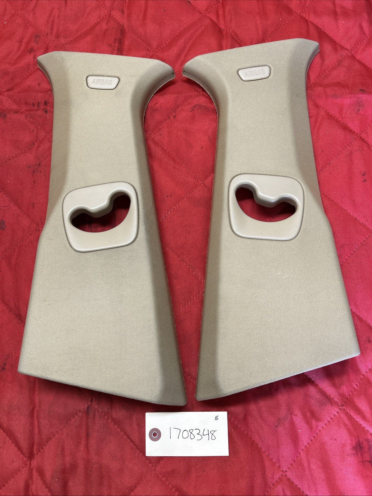 11-17 BMW X3 F25 CENTER LEFT & RIGHT SIDE UPPER B PILLARS COVER TRIM PANEL BEIGE
