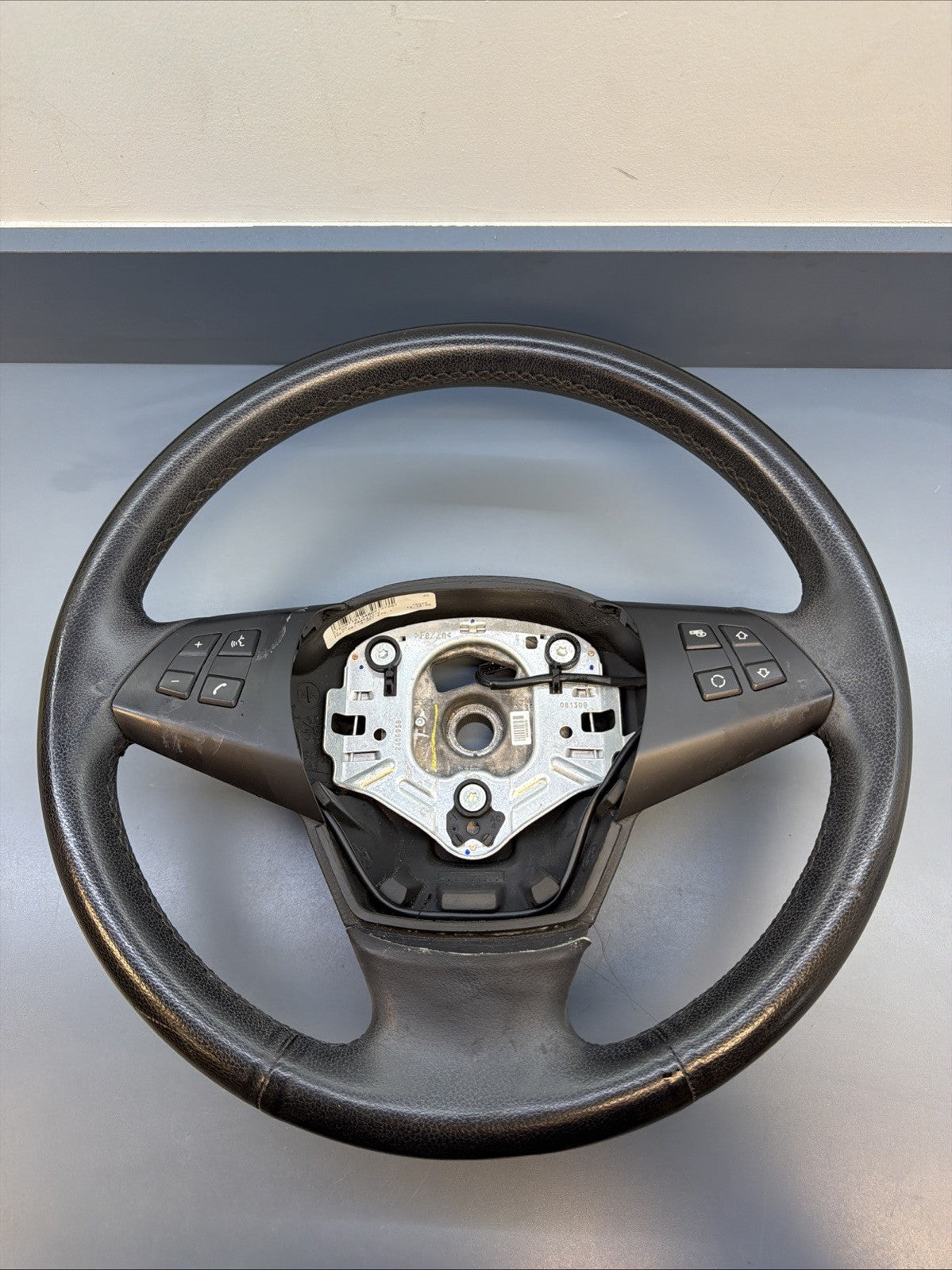 2007-13 BMW X5, E70 Black Leather Steering Wheel W/ Audio OEM 2445433