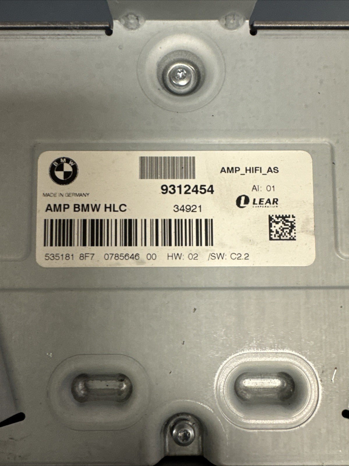 2012 - 2018 BMW F30 F80 Sedan AUDIO RADIO SOUND HiFi AMPLIFIER OEM 9312454