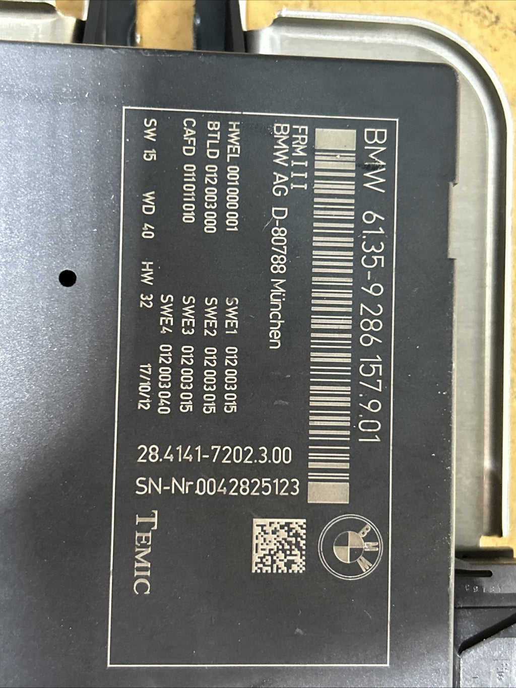 BMW OEM FRMIII Footwell Module Lights Control Module FRM3 FRM III 9286157