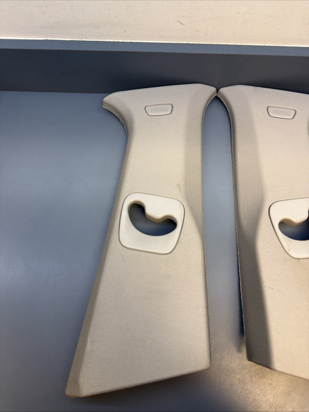 BMW 11-17 F25 X3 LEFT AND RIGHT B PILLAR GRAY TRIM PANEL SET OEM 9169305 9169306