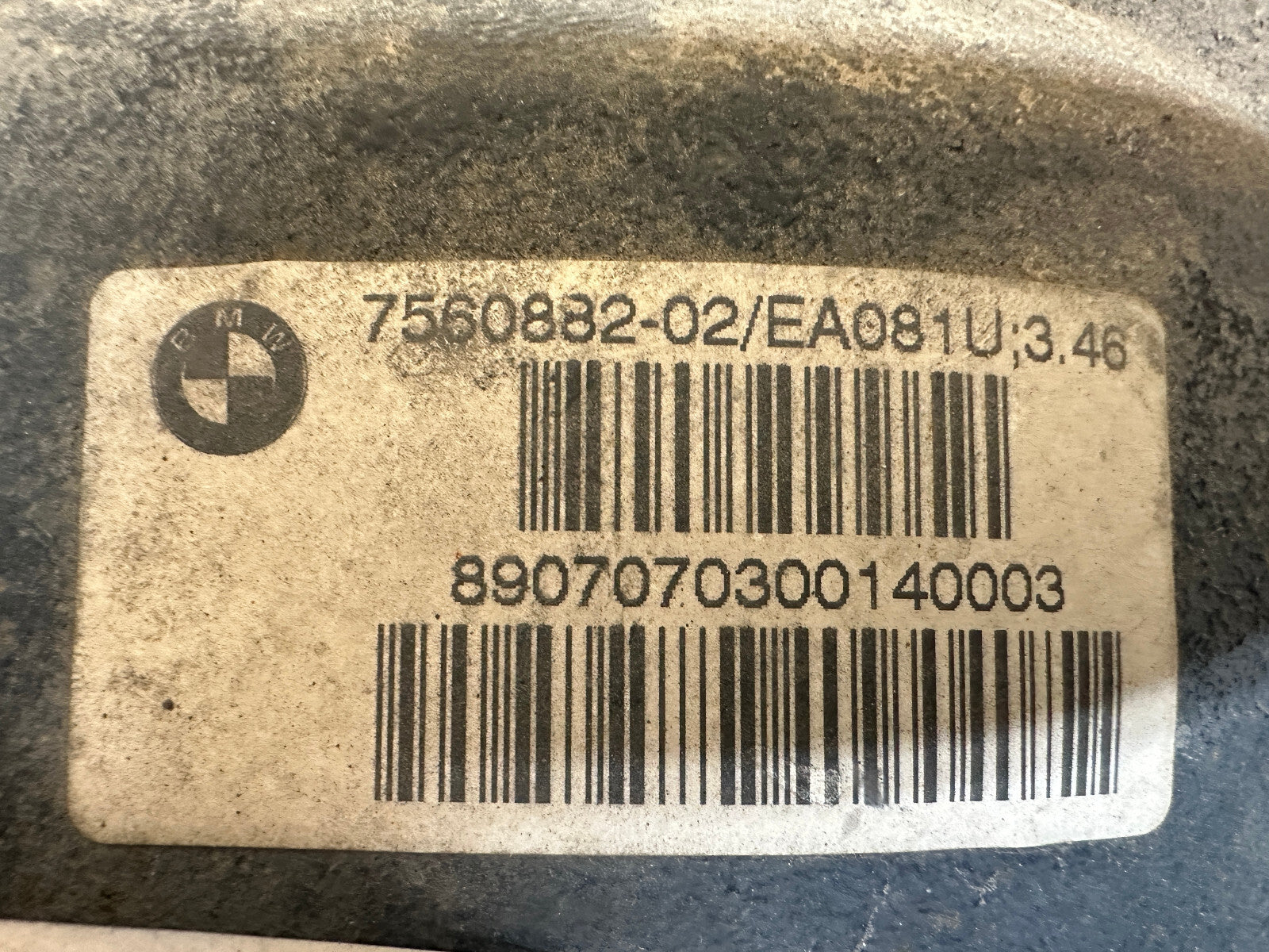 BMW 4-10 535i 535xi 525i 525xi 528xi REAR DIFFERENTIAL FINAL 3.46 DRIVE 7560882