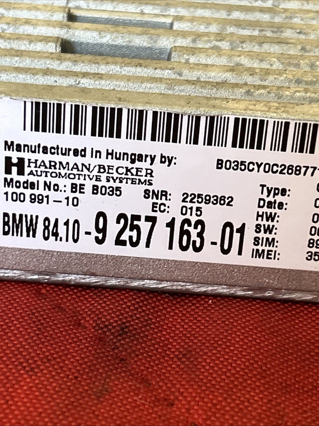09-16 BMW 335i E90 E91 E92 X1 X5 Telematics Bluetooth Control Module 9257163