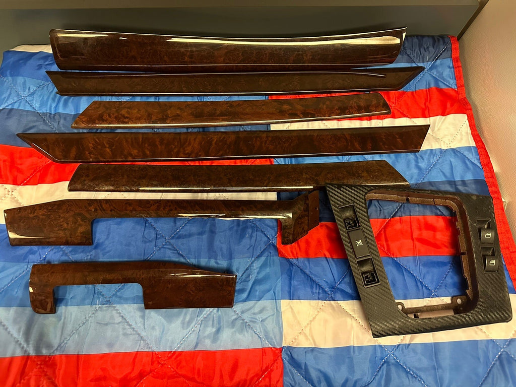 01-05 BMW E46 4 DOOR SEDAN 3 SERIES WOOD GRAIN TRIM INTERIOR 8 PIECE SET OEM