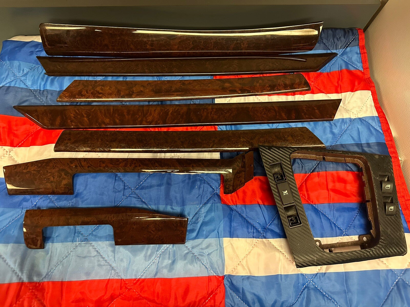 01-05 BMW E46 4 DOOR SEDAN 3 SERIES WOOD GRAIN TRIM INTERIOR 8 PIECE SET OEM