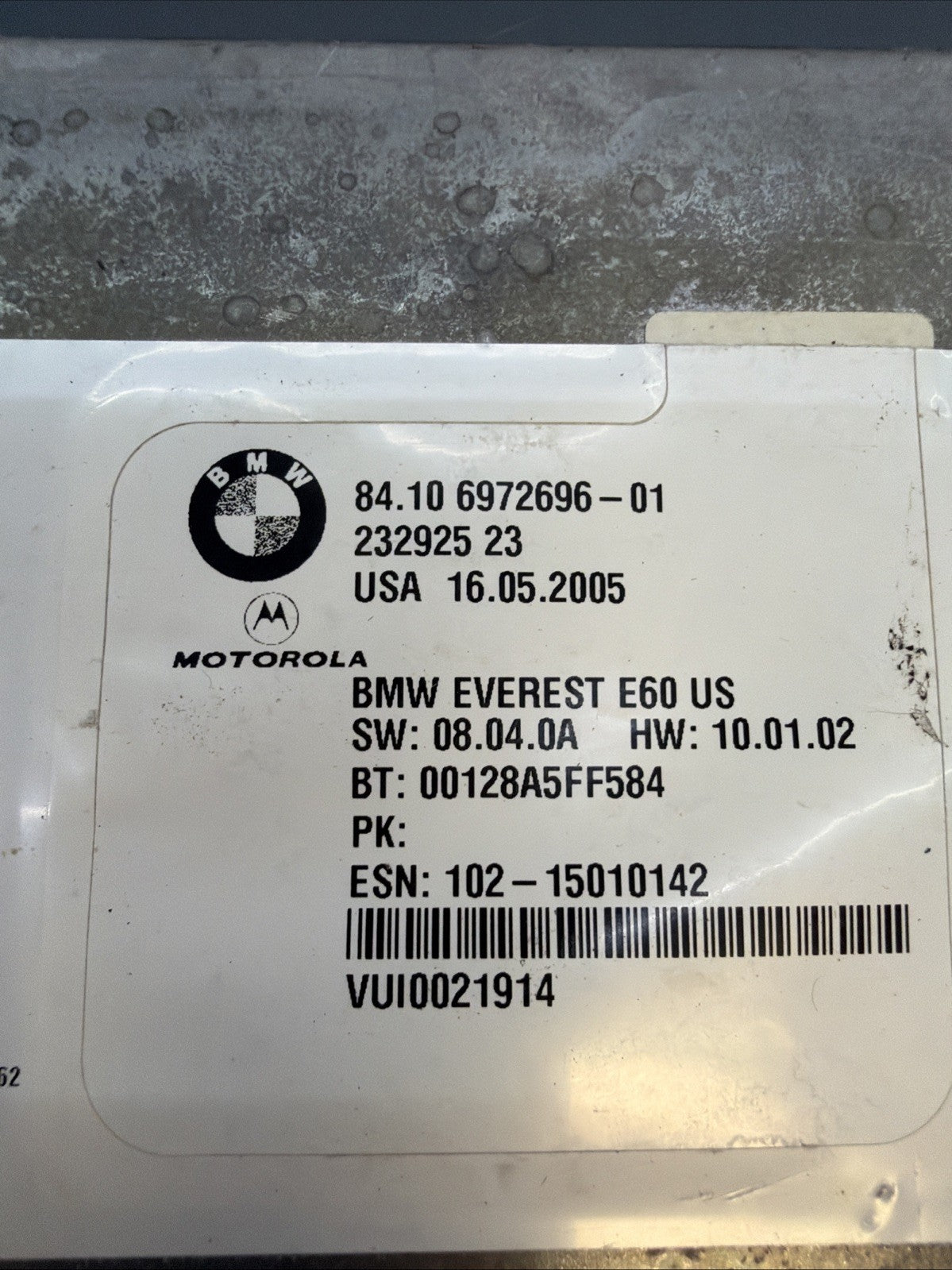 2005-2006 BMW 525i 530i 545i 650i Telematics Control Module Genuine OEM 6972696