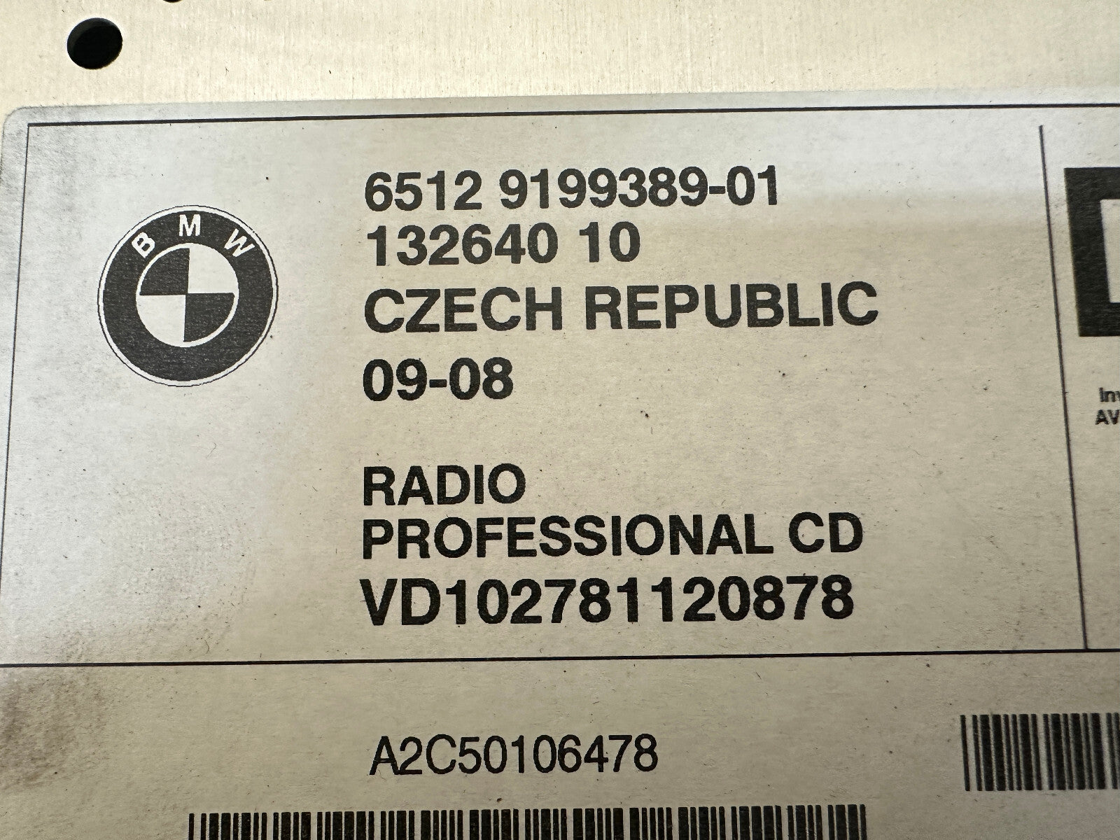 08-13 BMW 128I 135I 328I 335I RADIO STEREO UNIT RECIEVER OEM 9199389