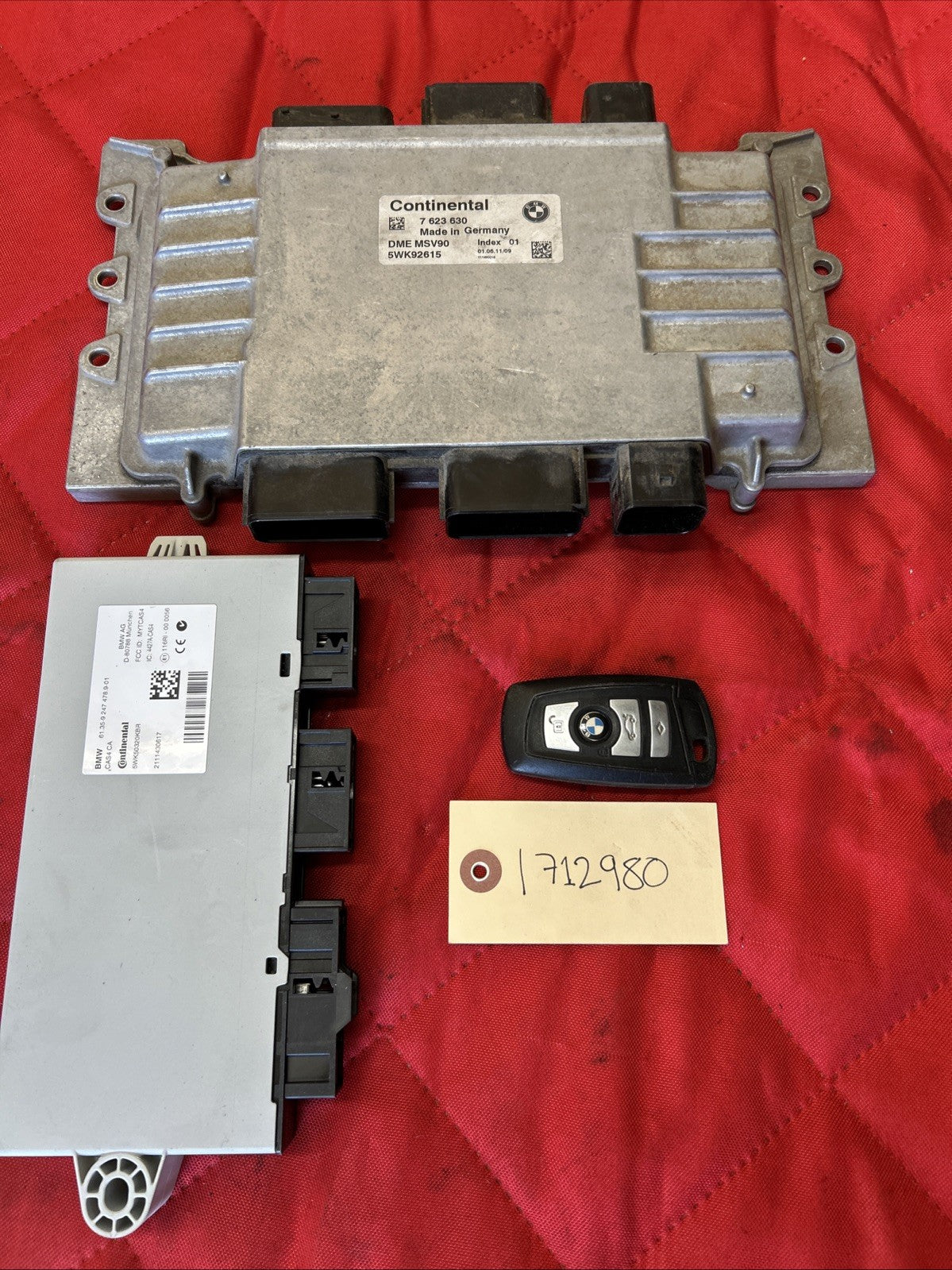 11-14 BMW X3 328I F25 MSV90 ECU DME / CAS4 Theft Locking Module Key SET 7623630