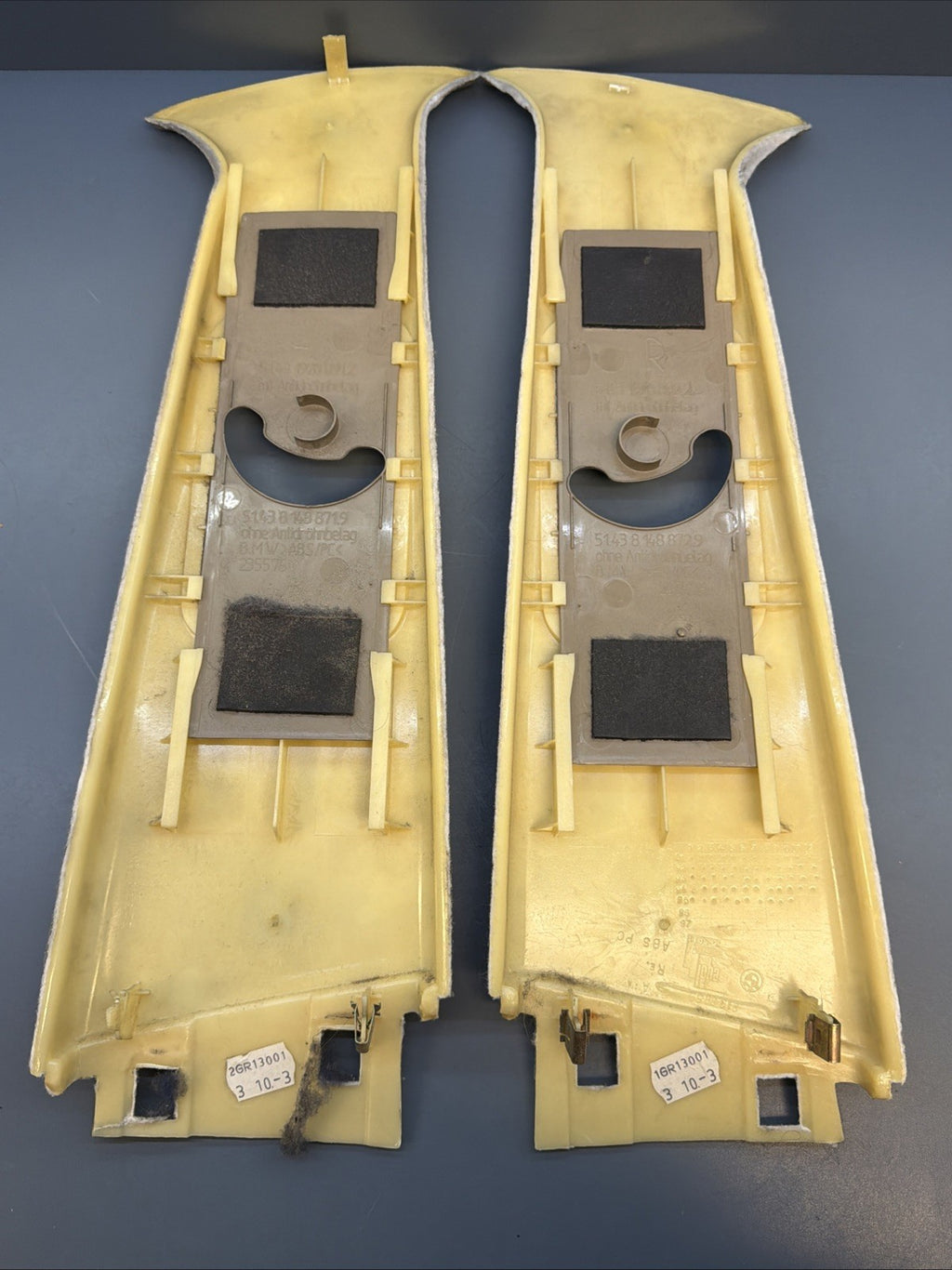 89-95 BMW E34 5 Series Middle Upper B Pillar Column Trim Set GRAY 1928891