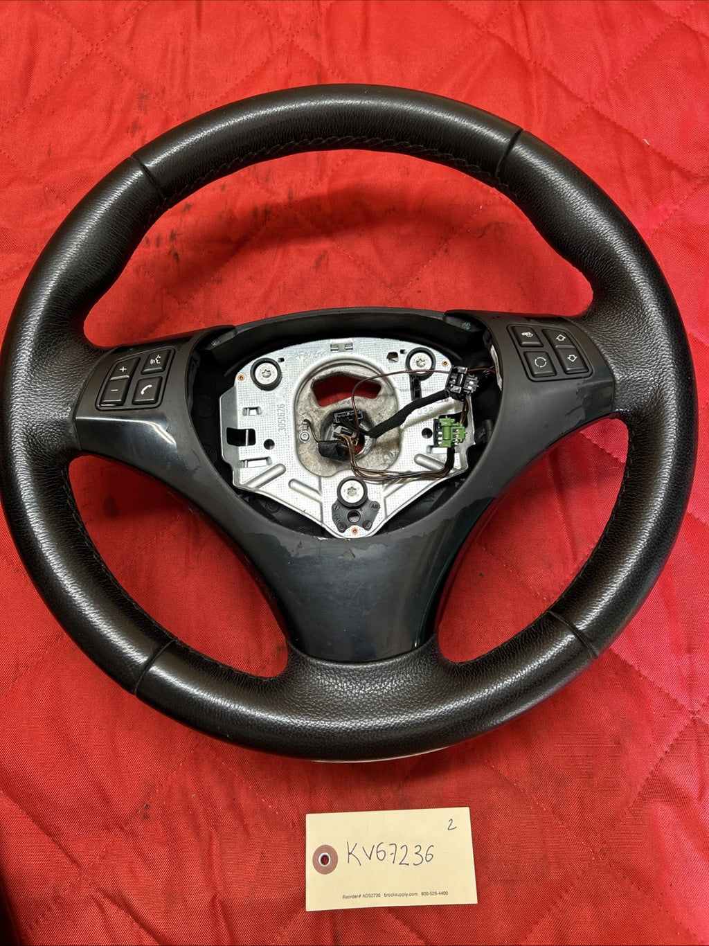 BMW E90 E92 325 328 330 335 OEM FRONT LEATHER STEERING WHEEL BLACK 6774958